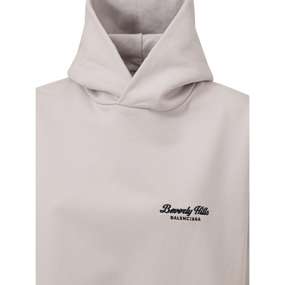 Sweat à capuche en coton gris Balenciaga