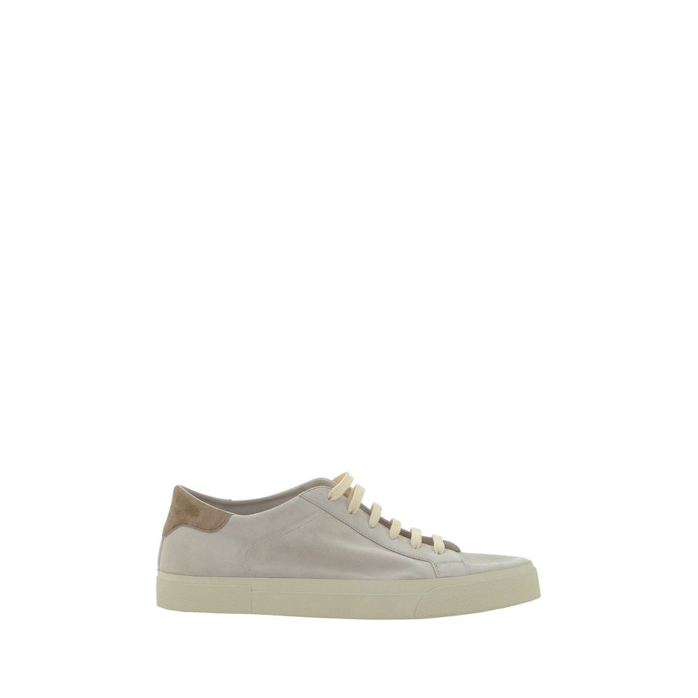 Baskets en cuir blanc crème Brunello Cucinelli