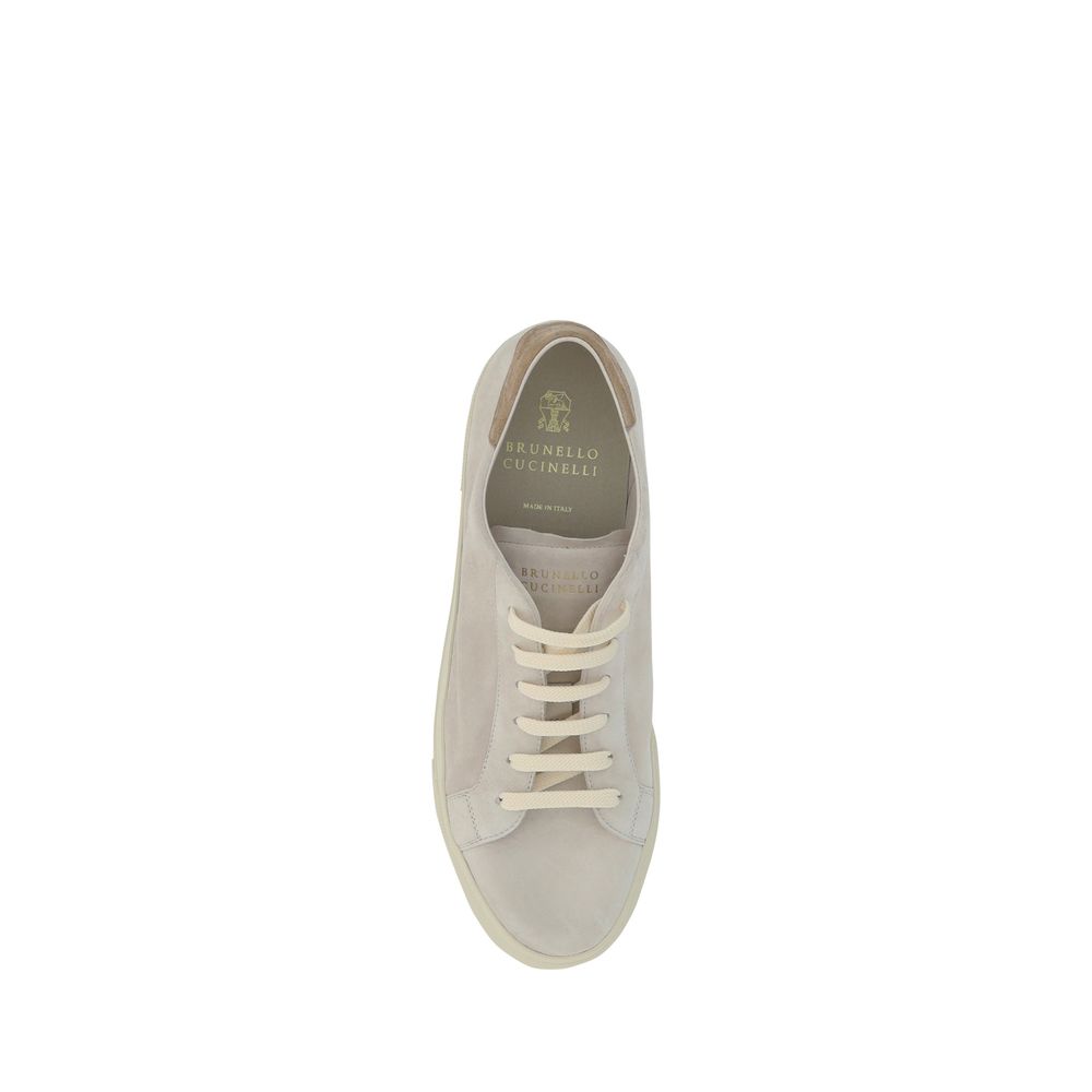 Baskets en cuir blanc crème Brunello Cucinelli