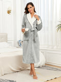 RONGTAI Womens Bathrobe Ladies Fleece Plush Warm Long Robes Fleece Nightgown Sleepwear