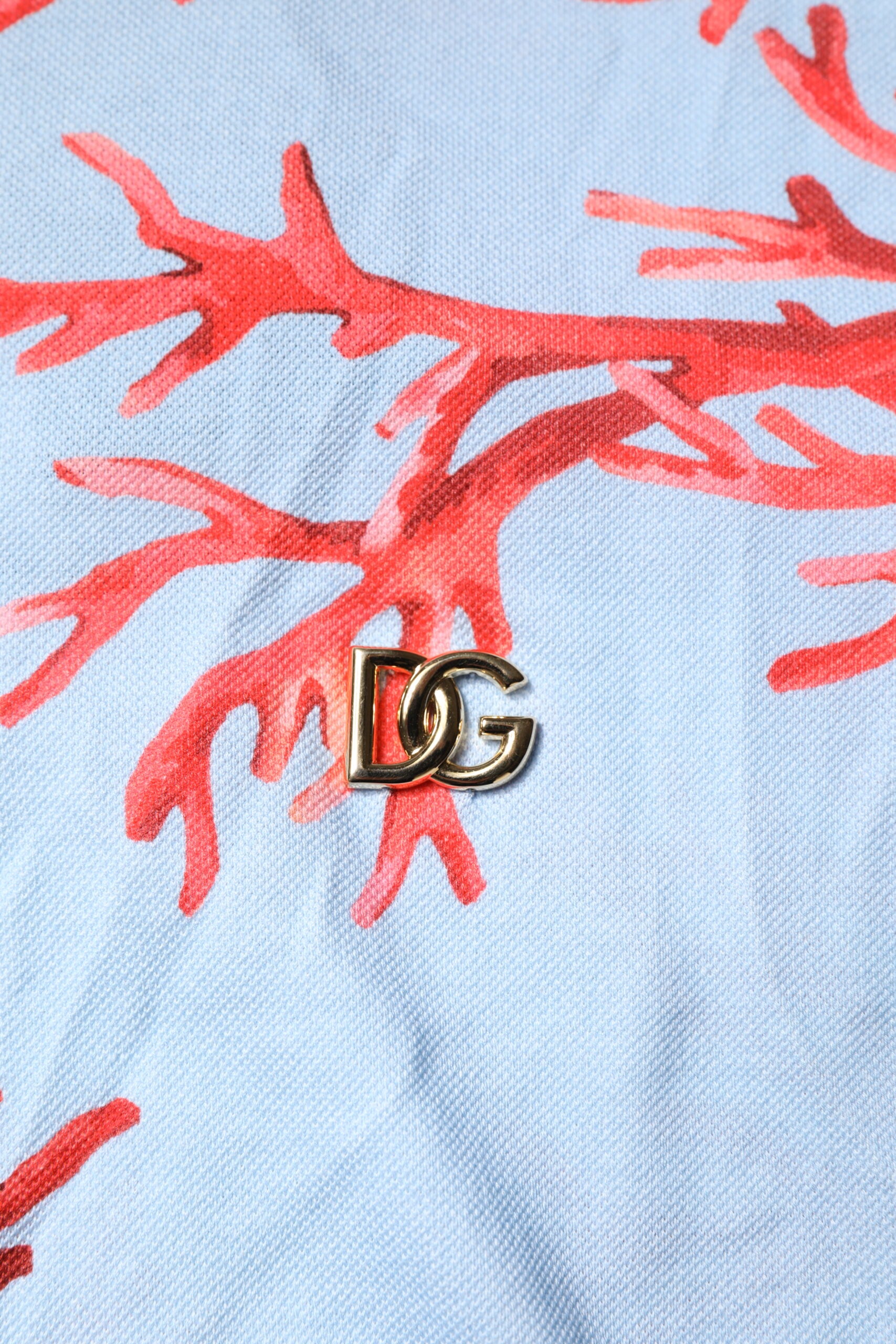T-shirt polo en coton corail bleu clair Dolce &amp; Gabbana