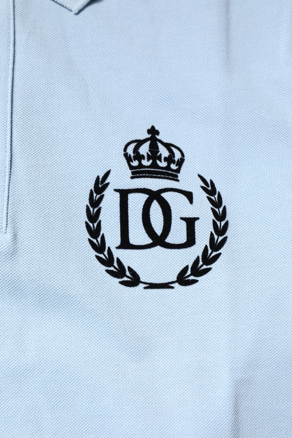 Polo à col couronne en coton bleu ciel Dolce &amp; Gabbana