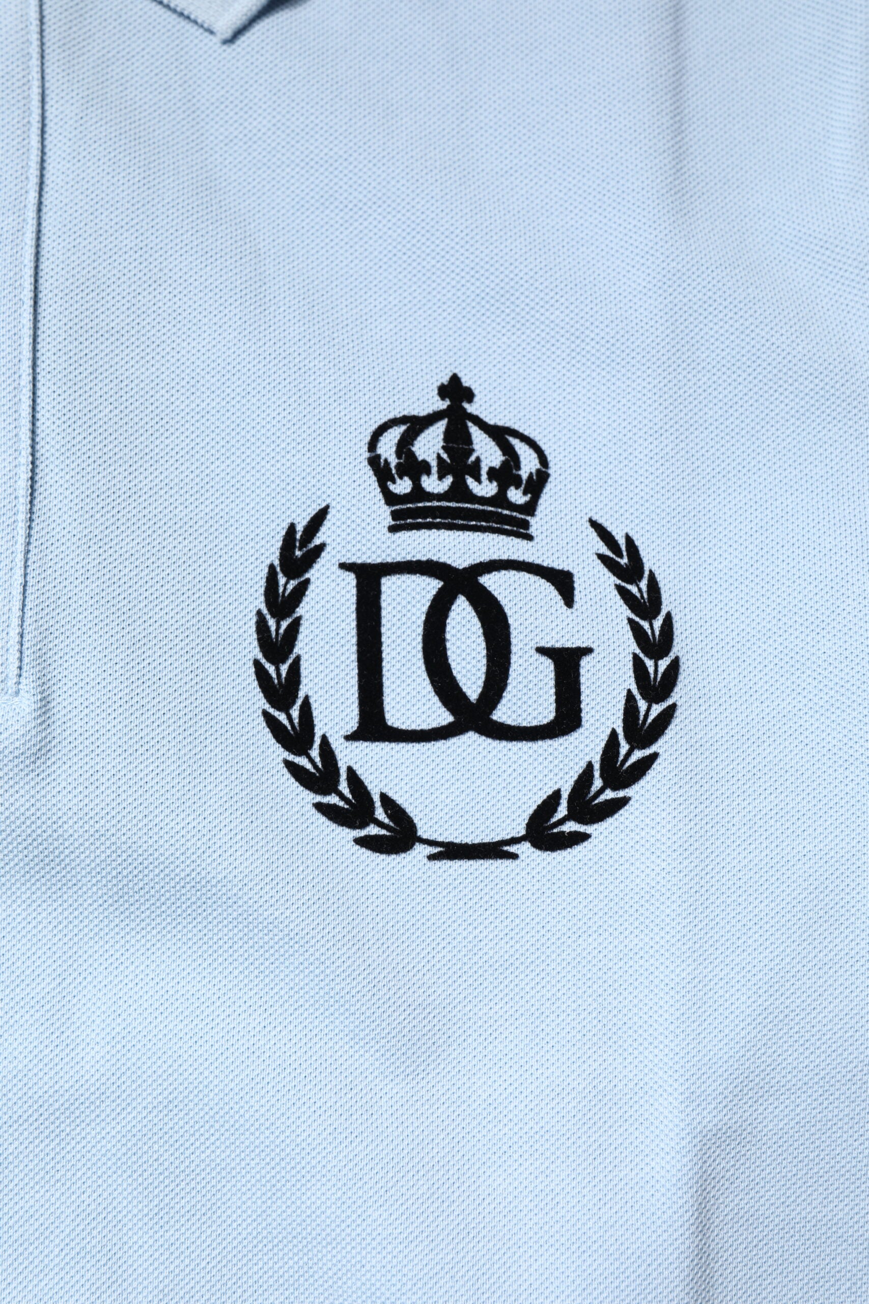 Polo à col couronne en coton bleu ciel Dolce &amp; Gabbana