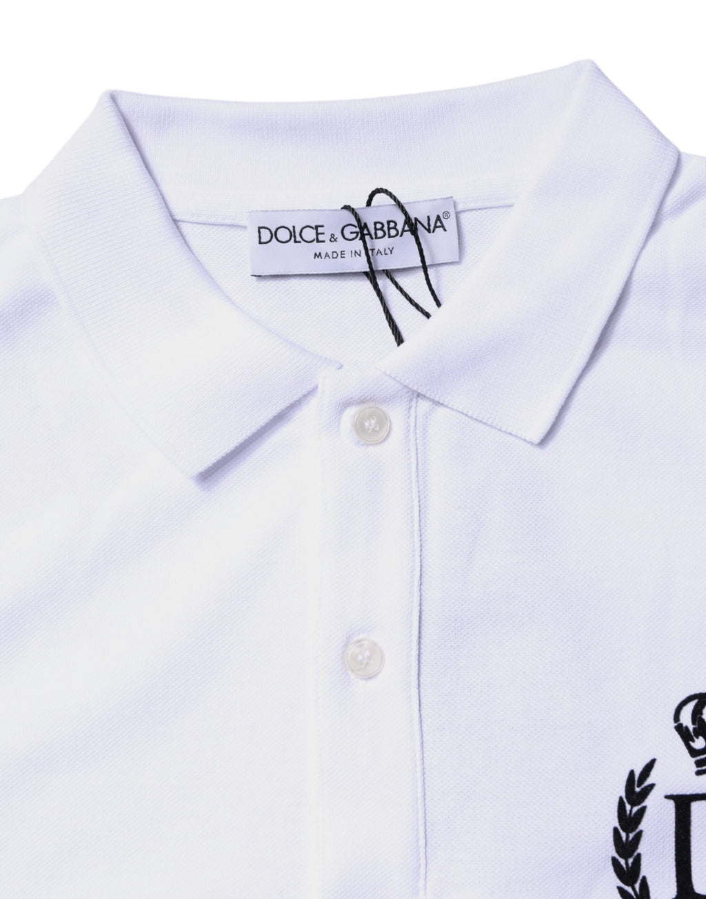 Polo Dolce &amp; Gabbana en coton blanc à col couronne pour homme