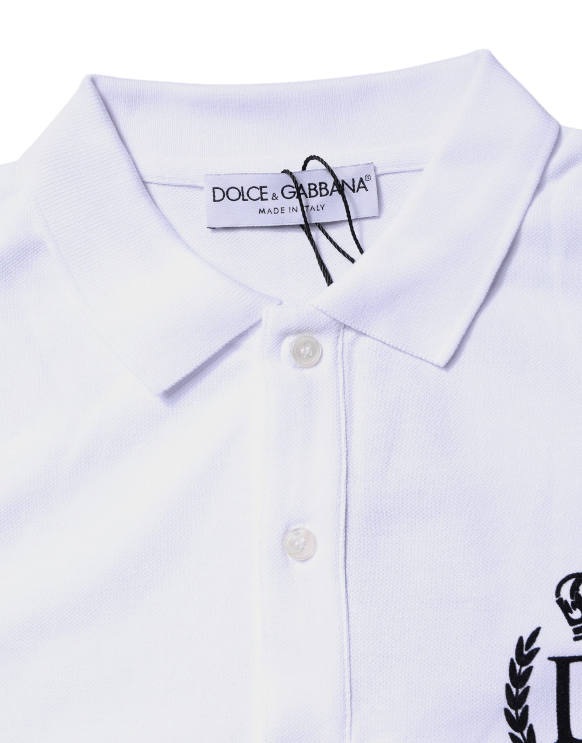 Polo Dolce &amp; Gabbana en coton blanc à col couronne pour homme