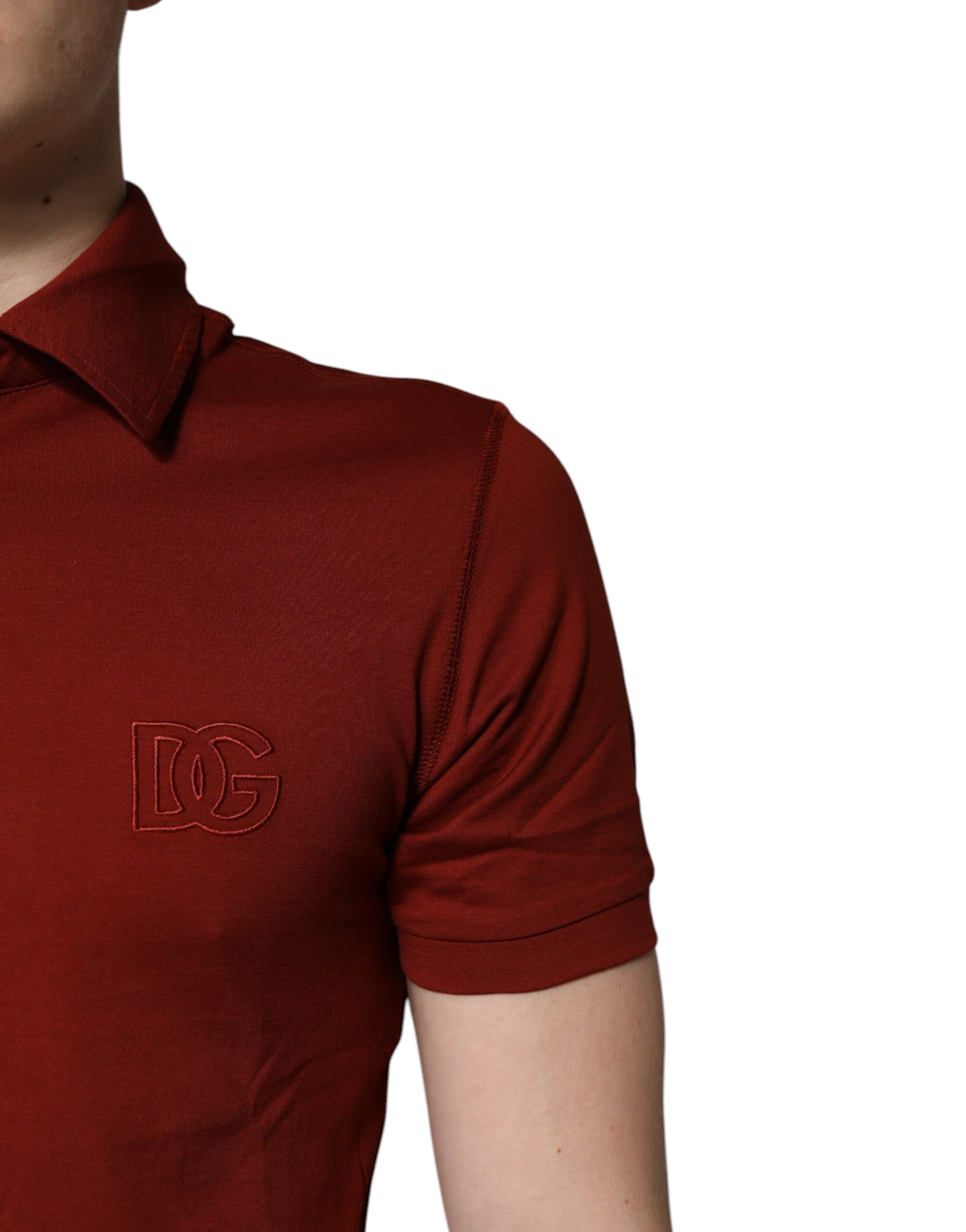Polo Dolce &amp; Gabbana en coton rouge avec logo DG et col pour homme