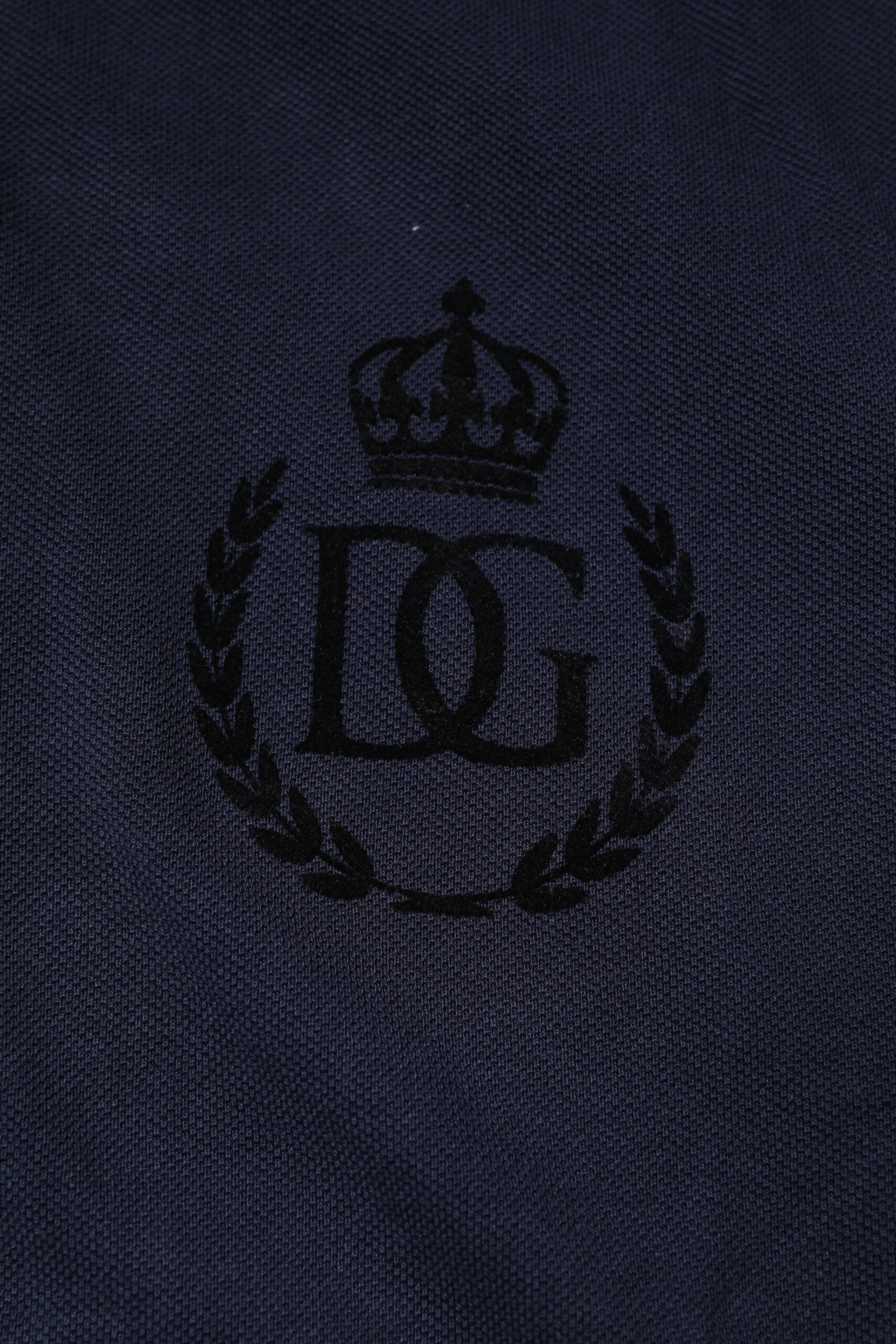 Polo Dolce &amp; Gabbana en coton bleu foncé à col couronne
