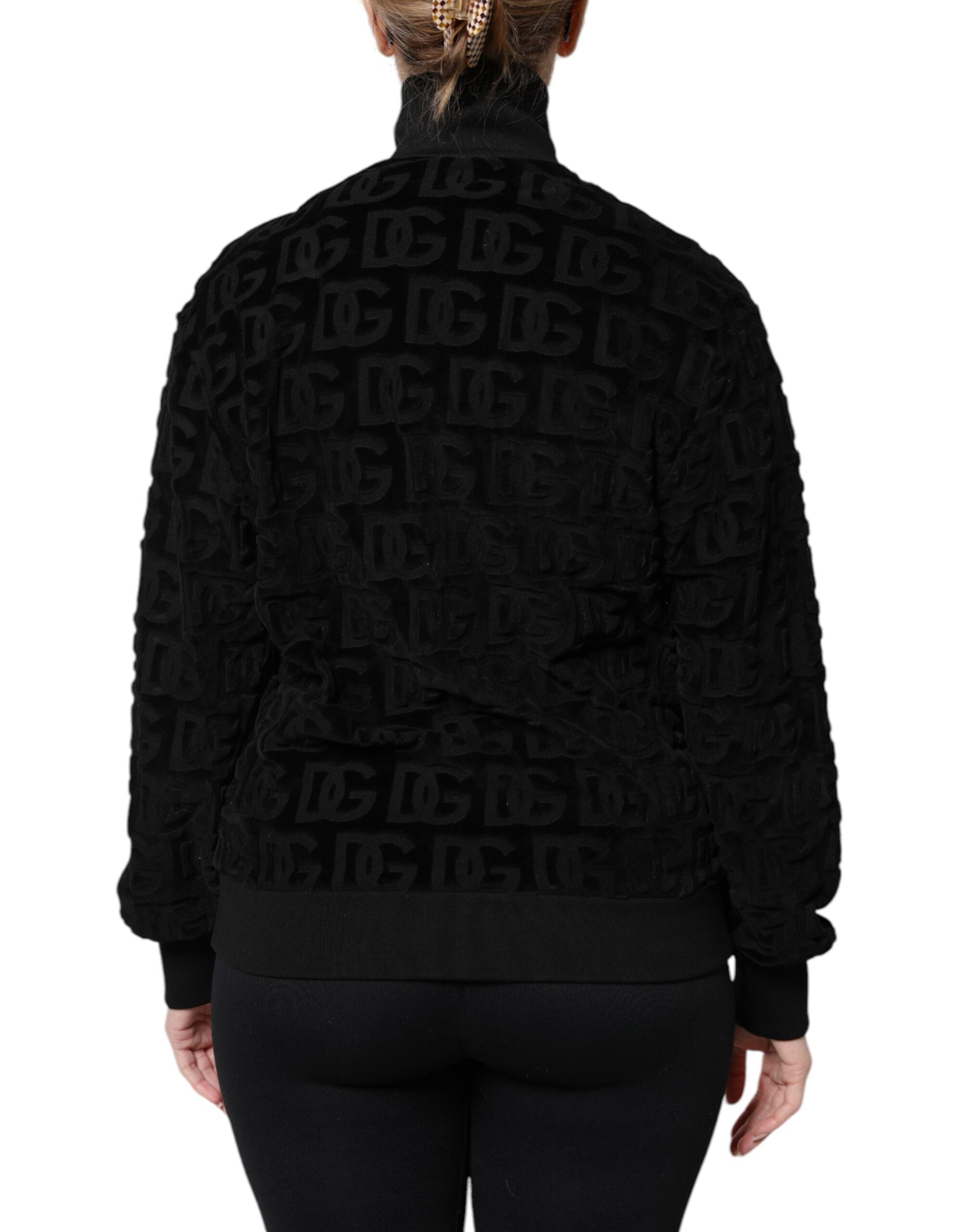 Veste bomber zippée noire à logo monogramme Dolce &amp; Gabbana
