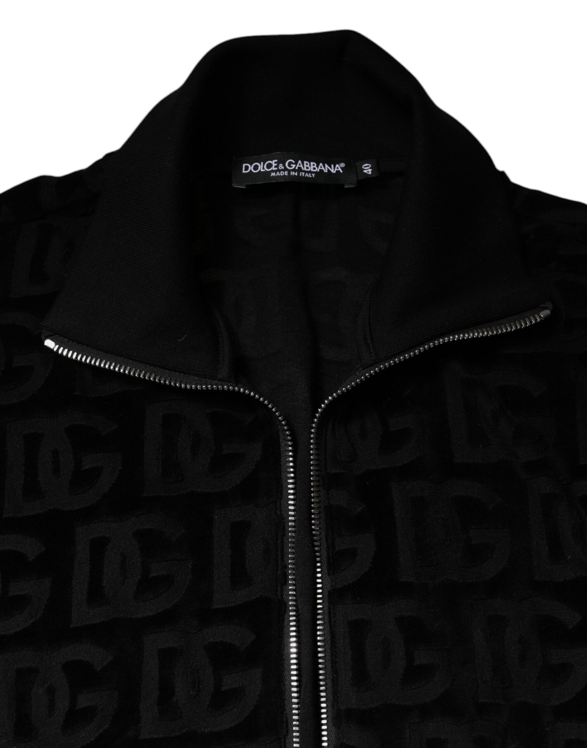 Veste bomber zippée noire à logo monogramme Dolce &amp; Gabbana