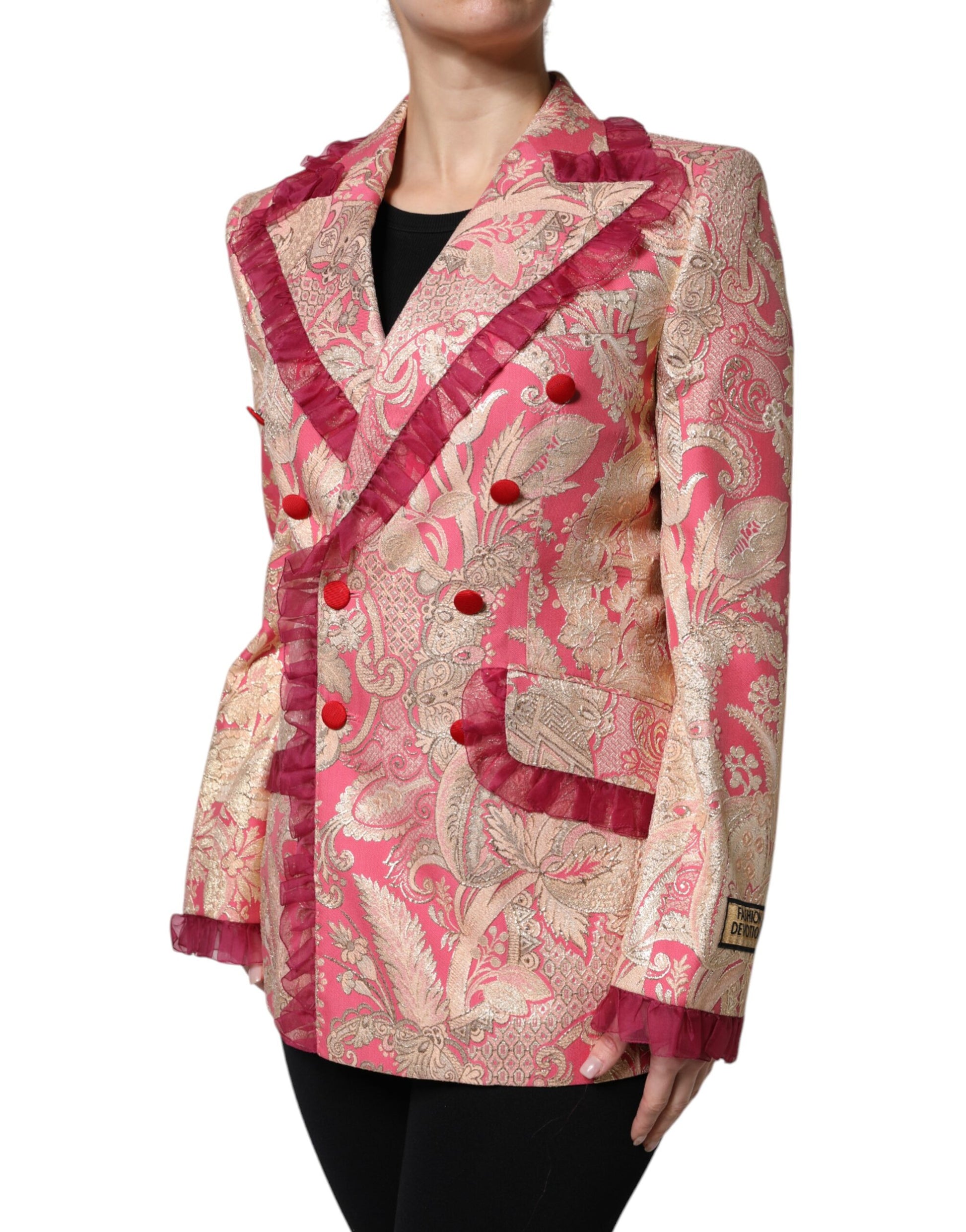 Veste blazer en nylon jacquard or rose Dolce &amp; Gabbana