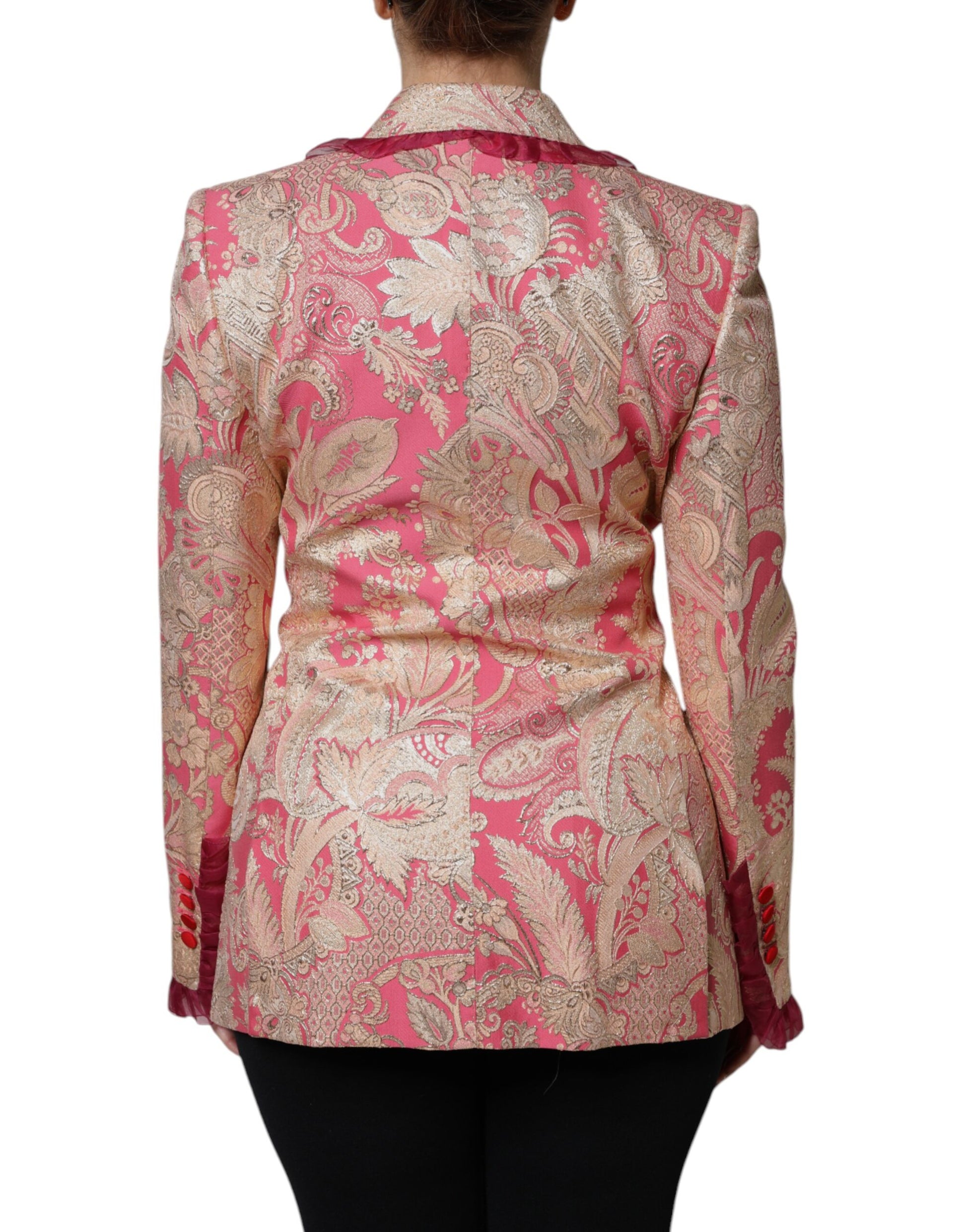 Veste blazer en nylon jacquard or rose Dolce &amp; Gabbana