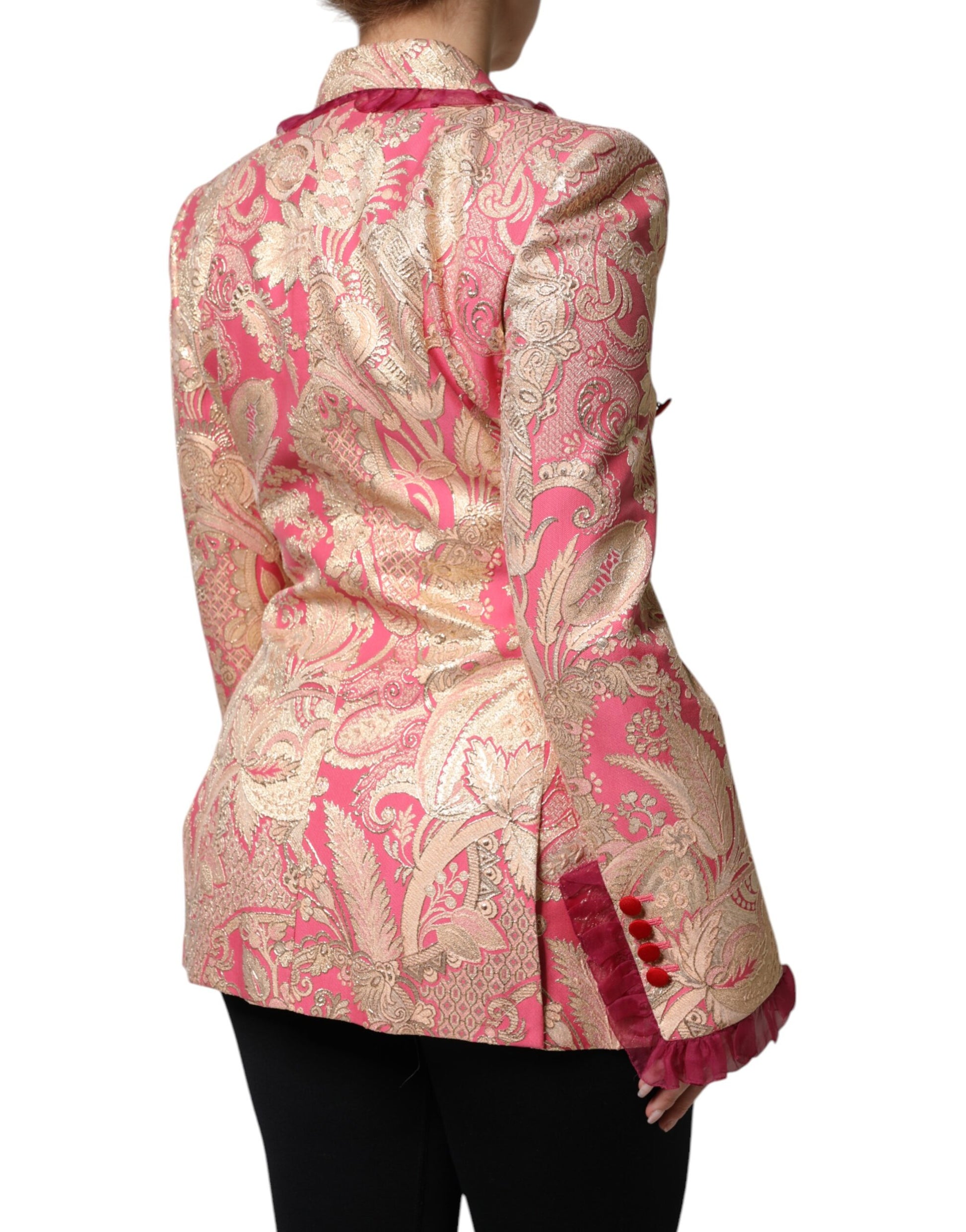 Veste blazer en nylon jacquard or rose Dolce &amp; Gabbana