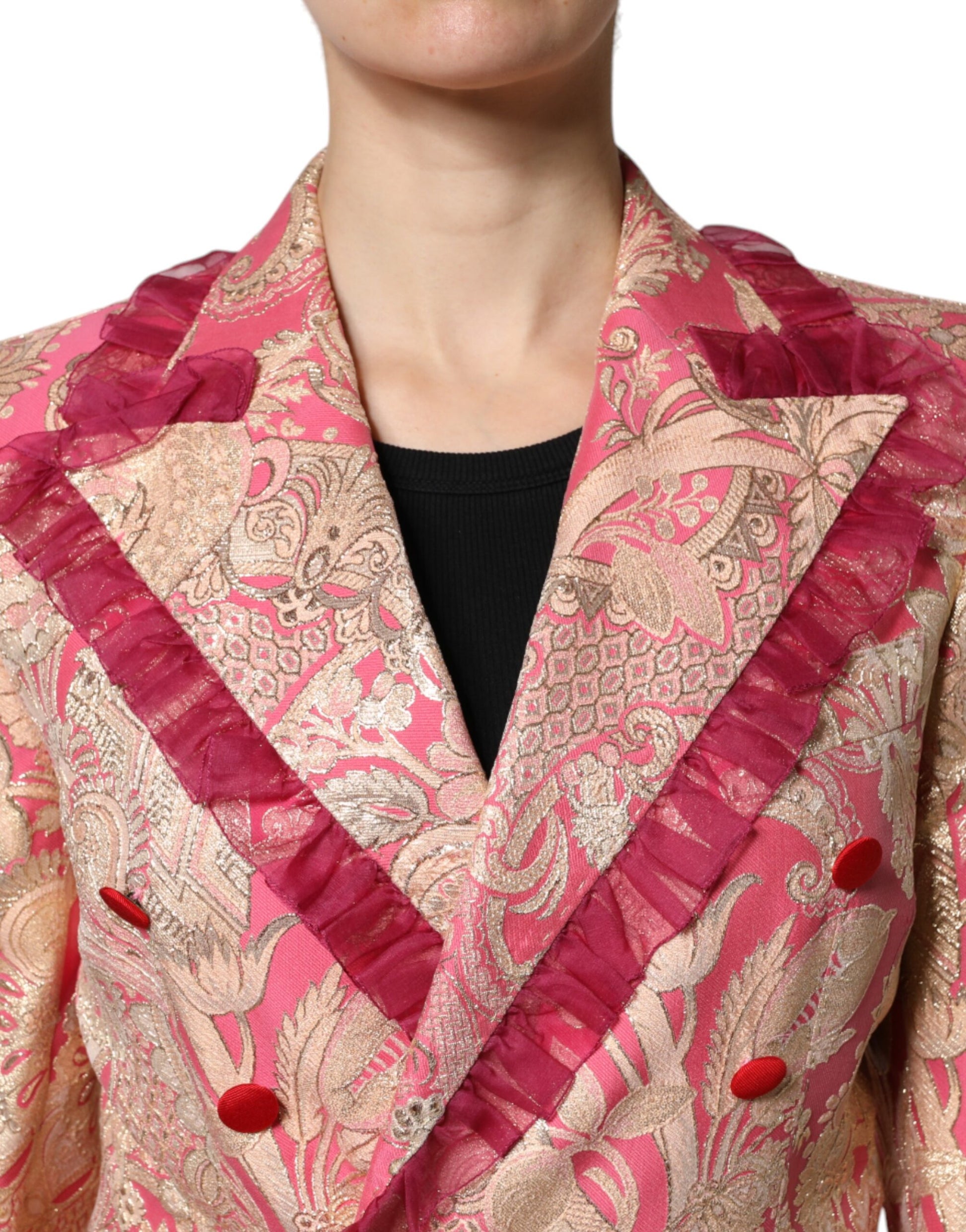 Veste blazer en nylon jacquard or rose Dolce &amp; Gabbana