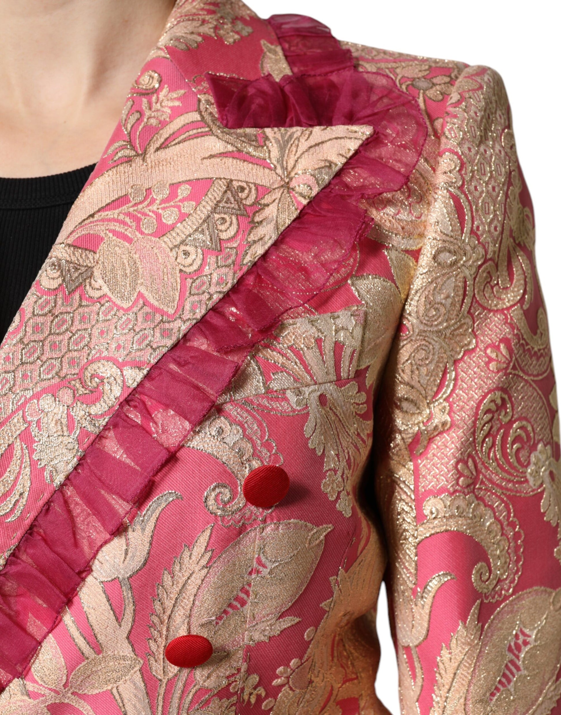 Veste blazer en nylon jacquard or rose Dolce &amp; Gabbana