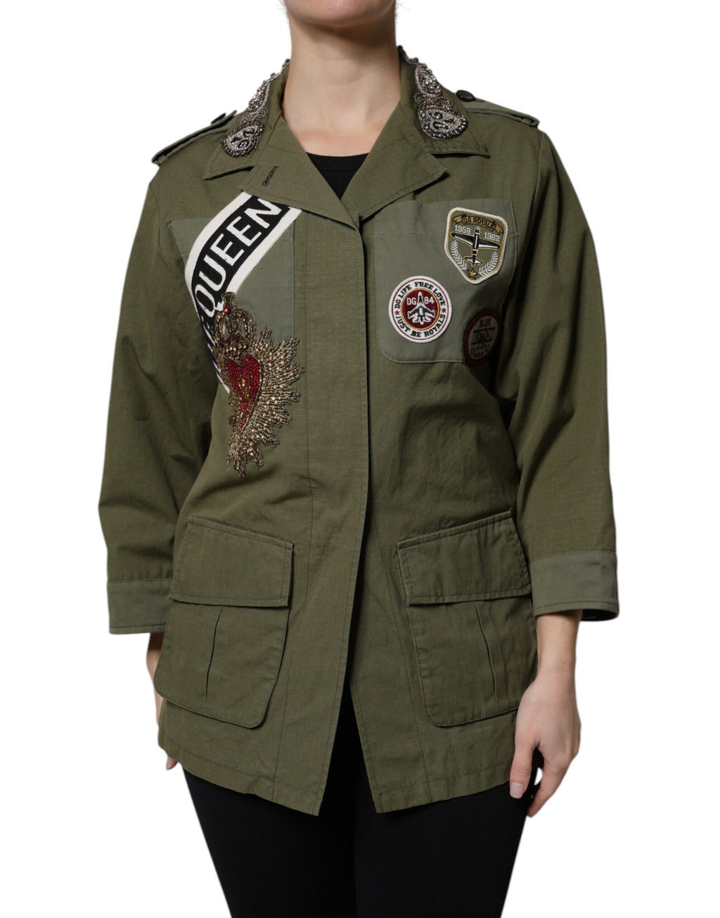 Dolce &amp; Gabbana Veste-manteau à ornements vert militaire Queen