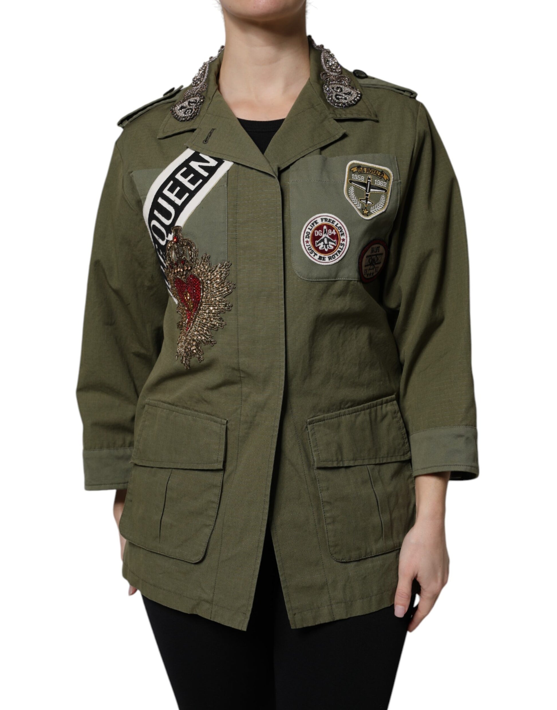 Dolce &amp; Gabbana Veste-manteau à ornements vert militaire Queen