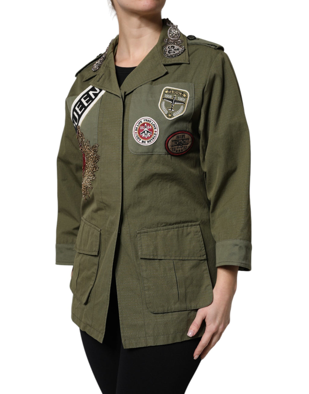 Dolce &amp; Gabbana Veste-manteau à ornements vert militaire Queen