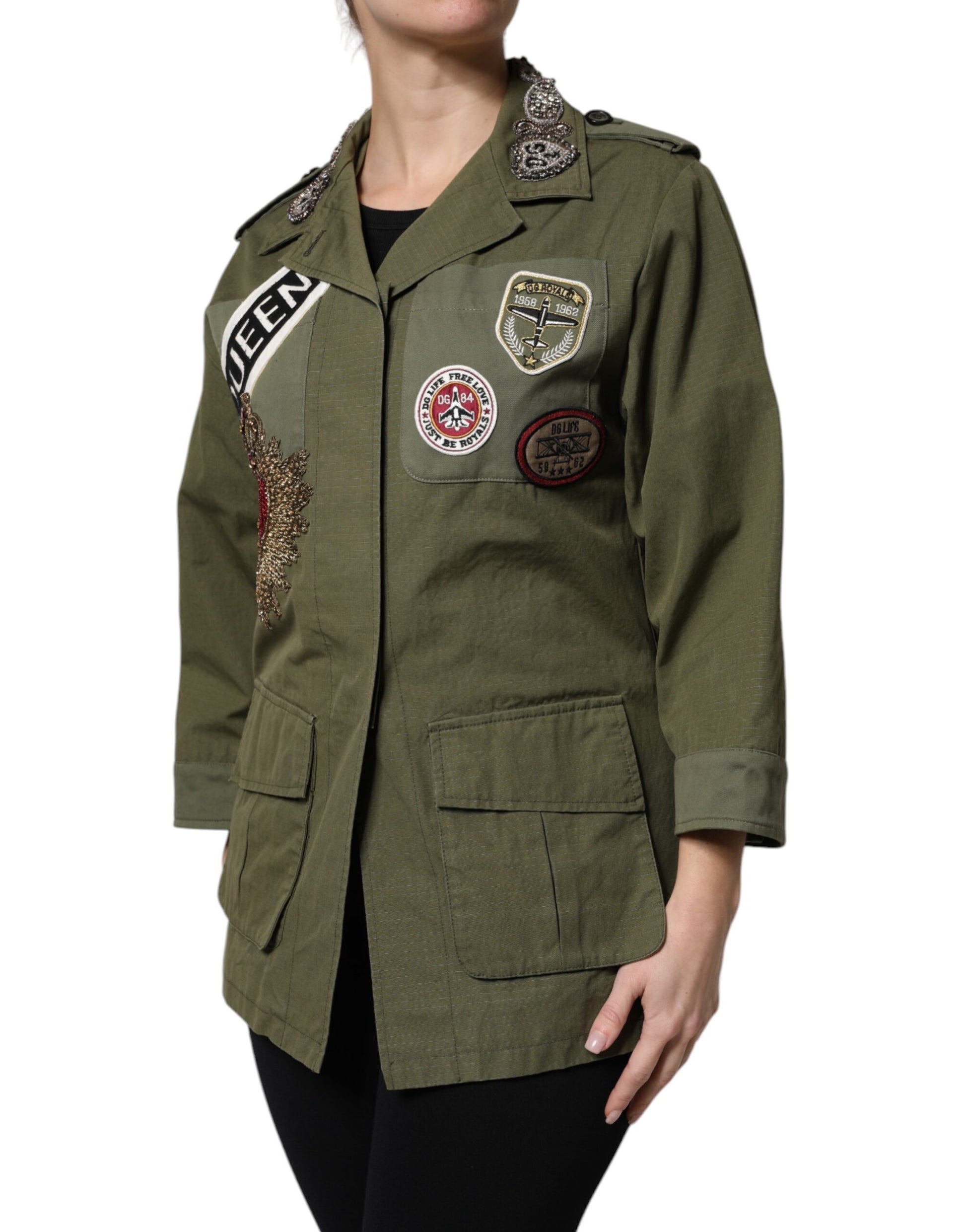 Dolce &amp; Gabbana Veste-manteau à ornements vert militaire Queen