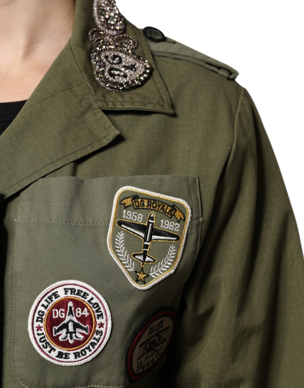 Dolce &amp; Gabbana Veste-manteau à ornements vert militaire Queen