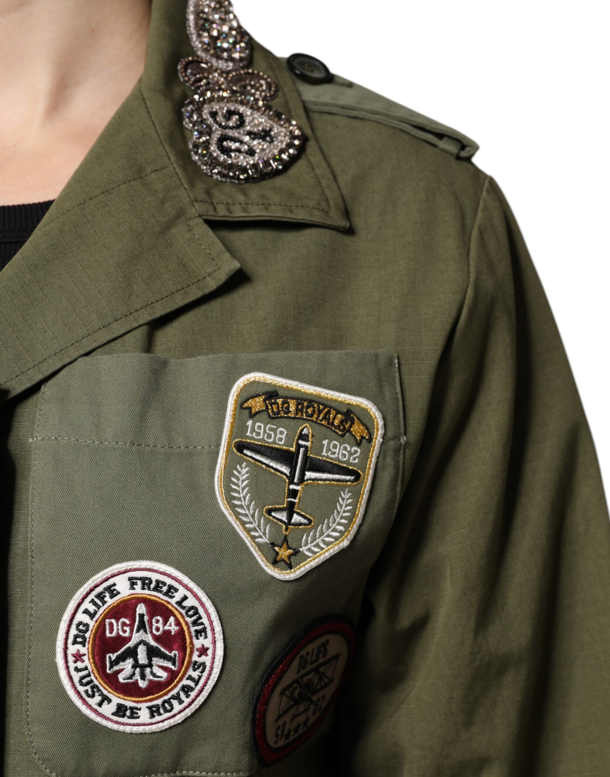Dolce &amp; Gabbana Veste-manteau à ornements vert militaire Queen