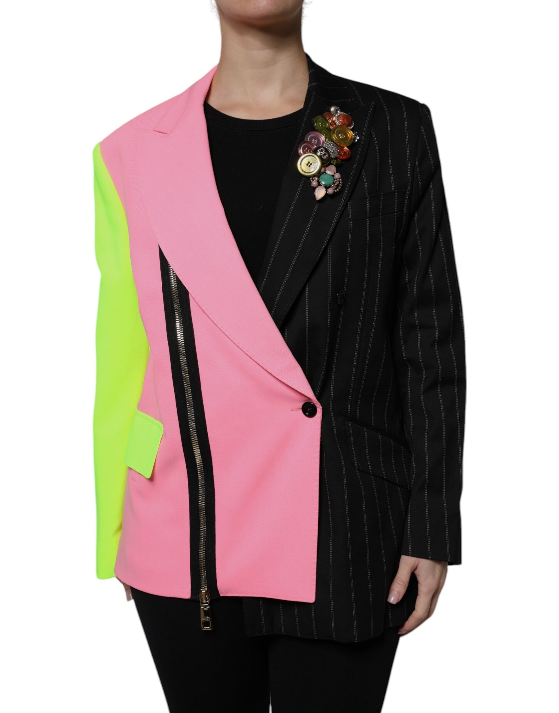 Dolce &amp; Gabbana - Manteau à ornements patchwork multicolore