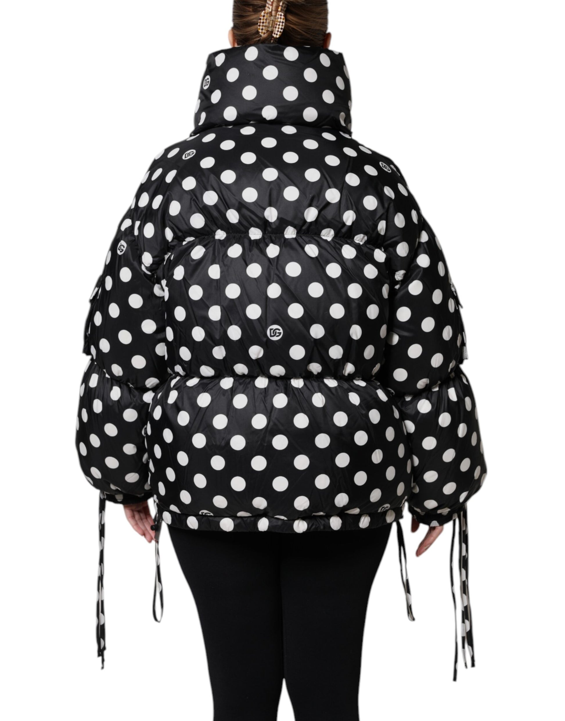 Doudoune zippée à pois noirs et blancs Dolce &amp; Gabbana