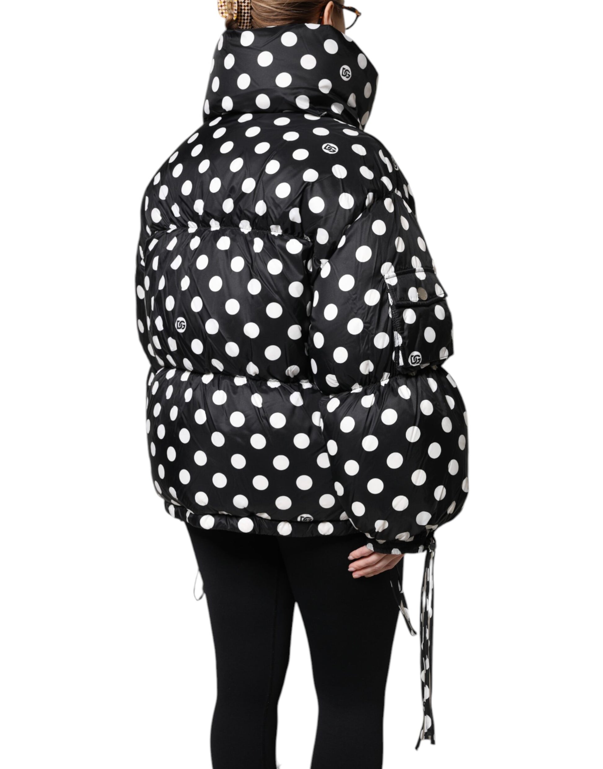 Doudoune zippée à pois noirs et blancs Dolce &amp; Gabbana