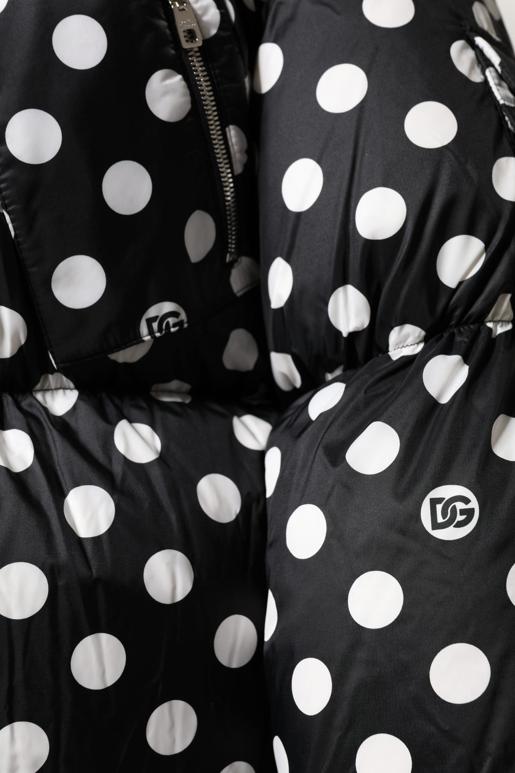Doudoune zippée à pois noirs et blancs Dolce &amp; Gabbana