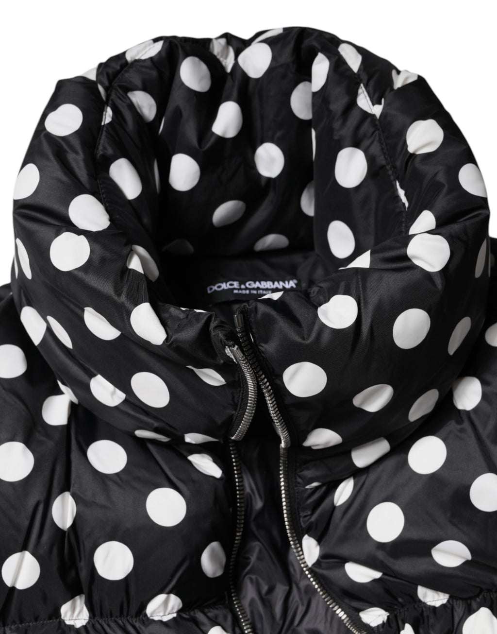 Doudoune zippée à pois noirs et blancs Dolce &amp; Gabbana