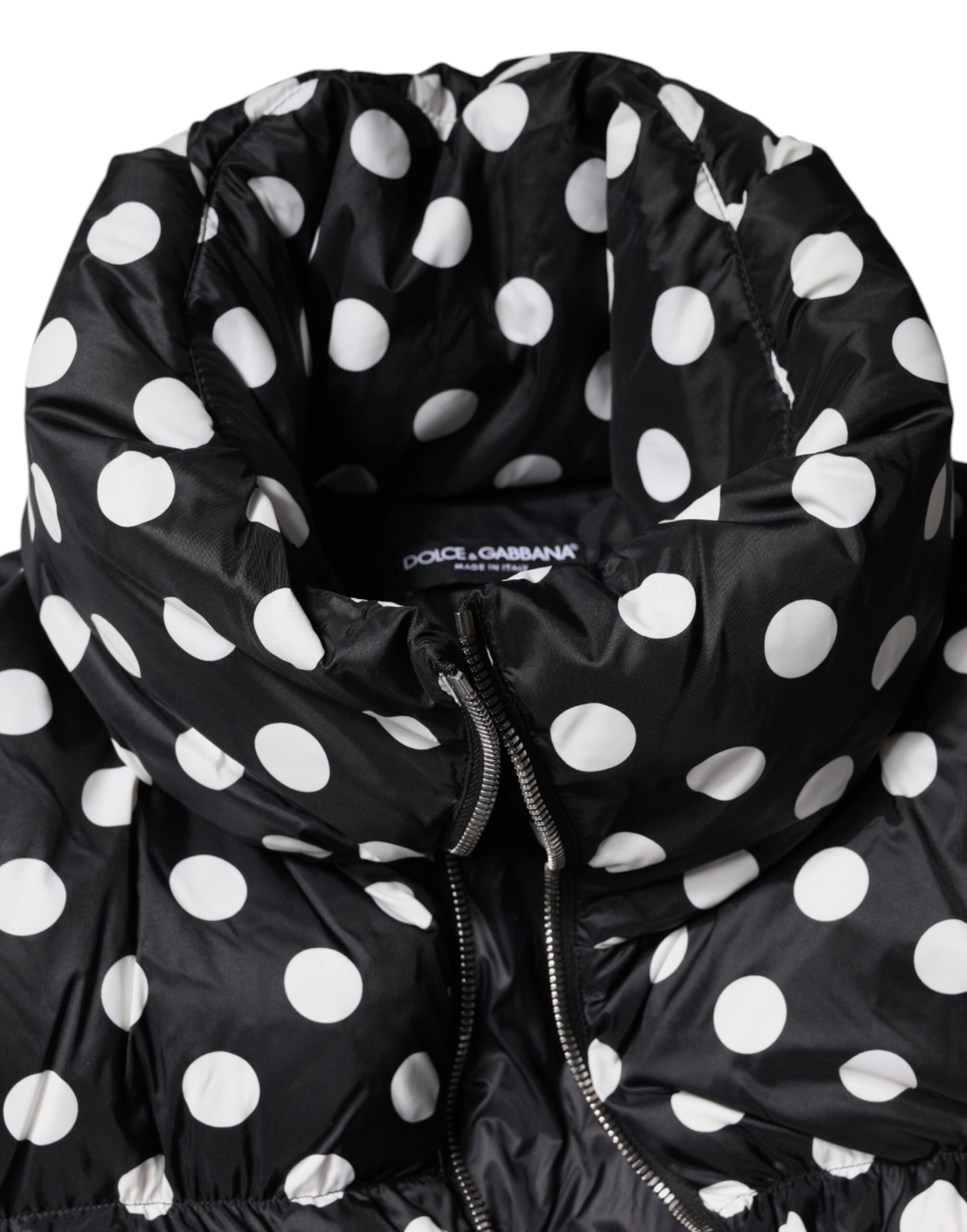 Doudoune zippée à pois noirs et blancs Dolce &amp; Gabbana