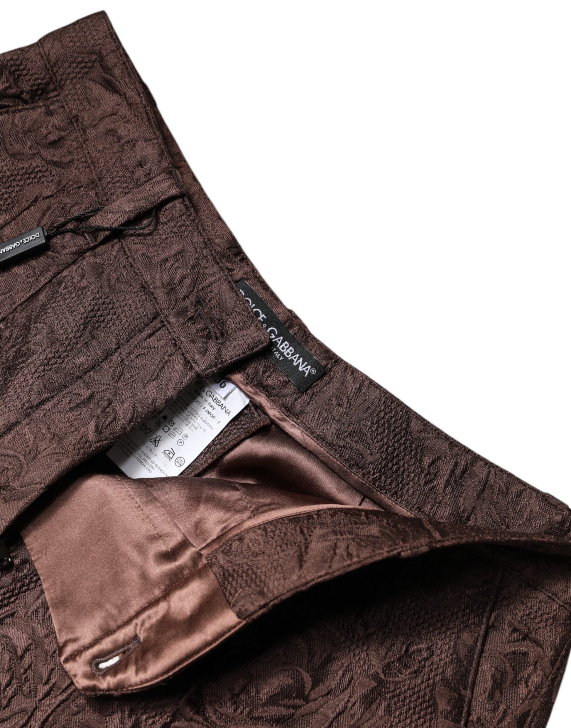 Mini-short taille moyenne en brocart floral marron Dolce &amp; Gabbana