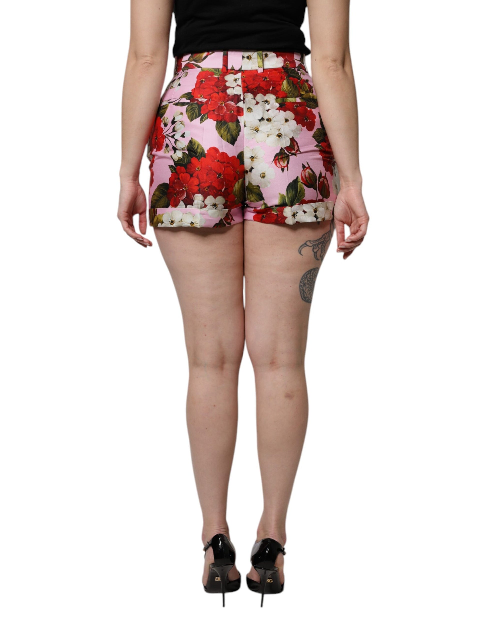 Short taille haute à imprimé floral rose Dolce &amp; Gabbana
