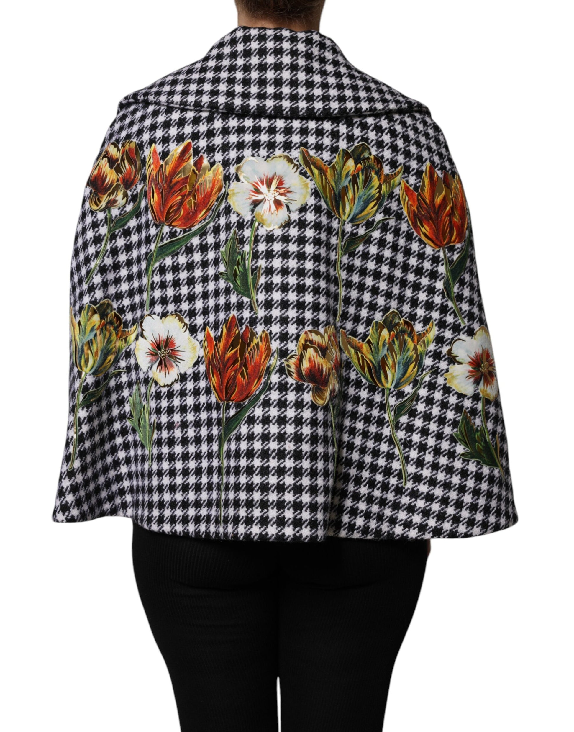 Veste cape à motifs floraux monochromes noir et blanc Dolce &amp; Gabbana