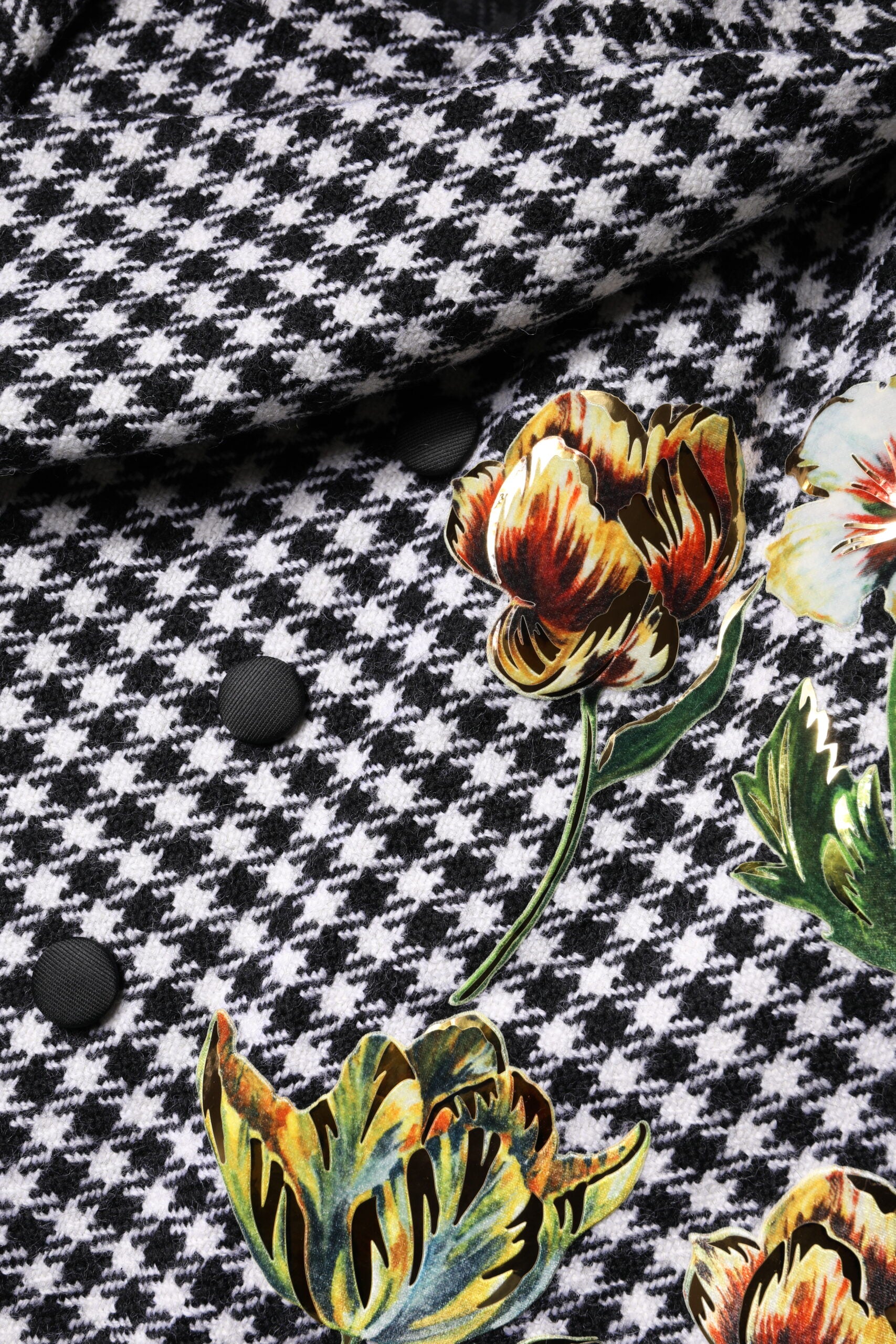 Veste cape à motifs floraux monochromes noir et blanc Dolce &amp; Gabbana