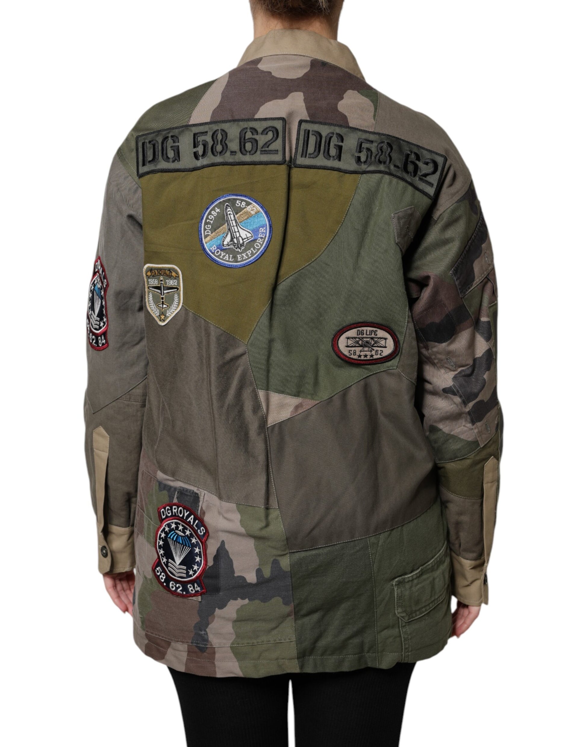 Veste boutonnée en coton vert militaire Dolce &amp; Gabbana