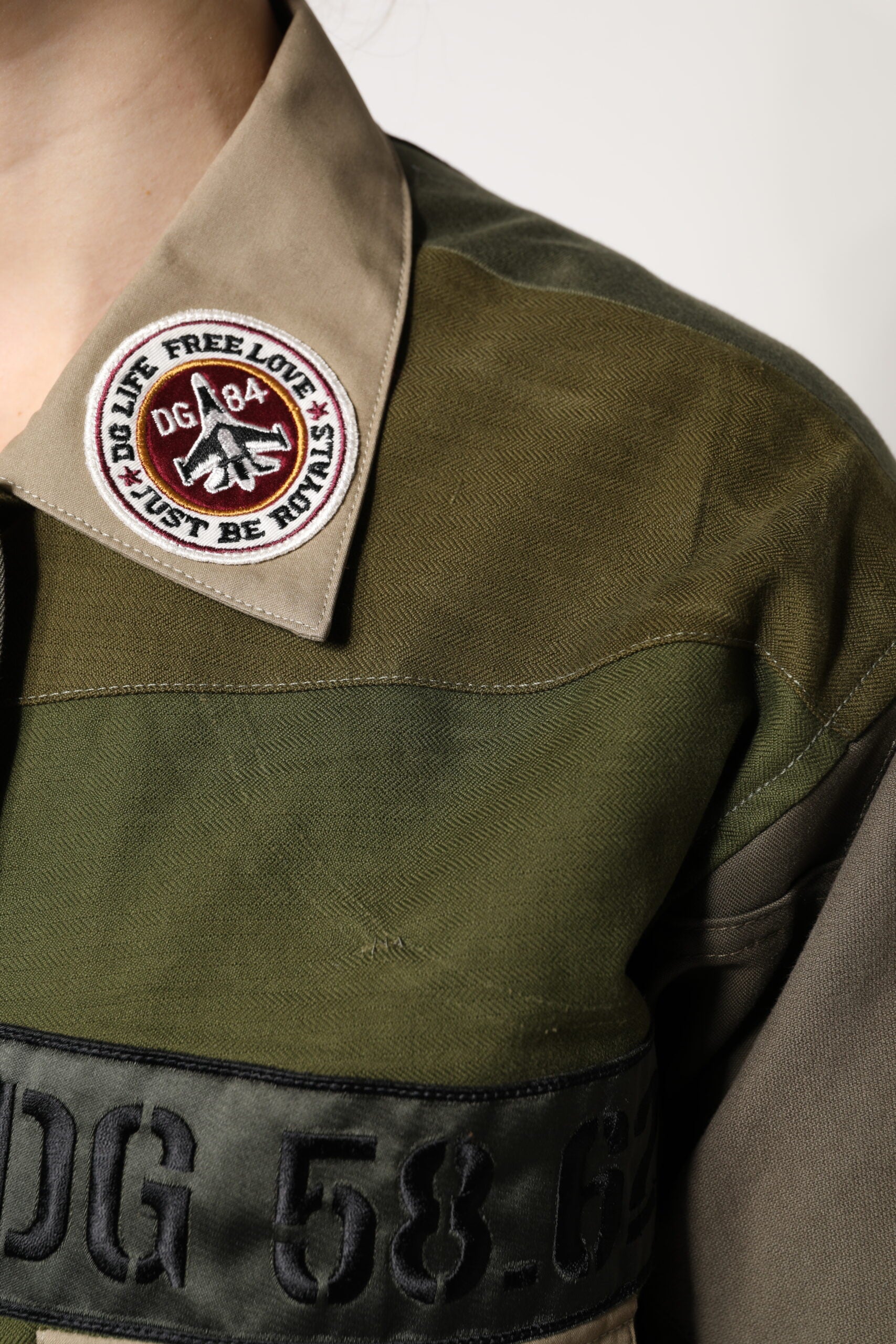 Veste boutonnée en coton vert militaire Dolce &amp; Gabbana