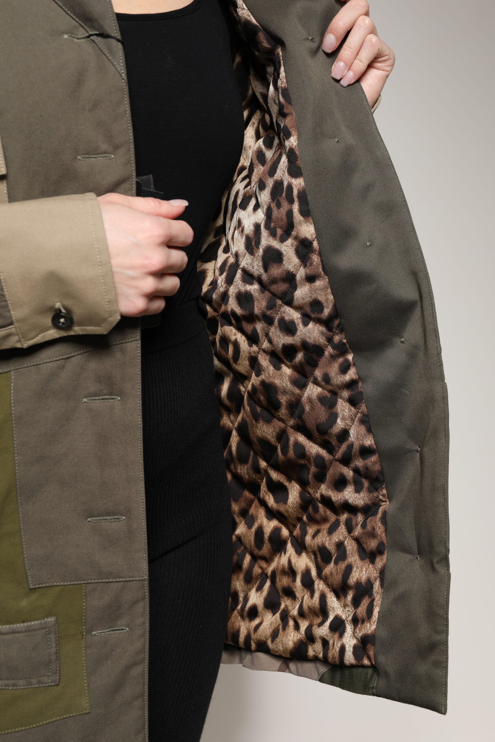 Veste boutonnée en coton vert militaire Dolce &amp; Gabbana