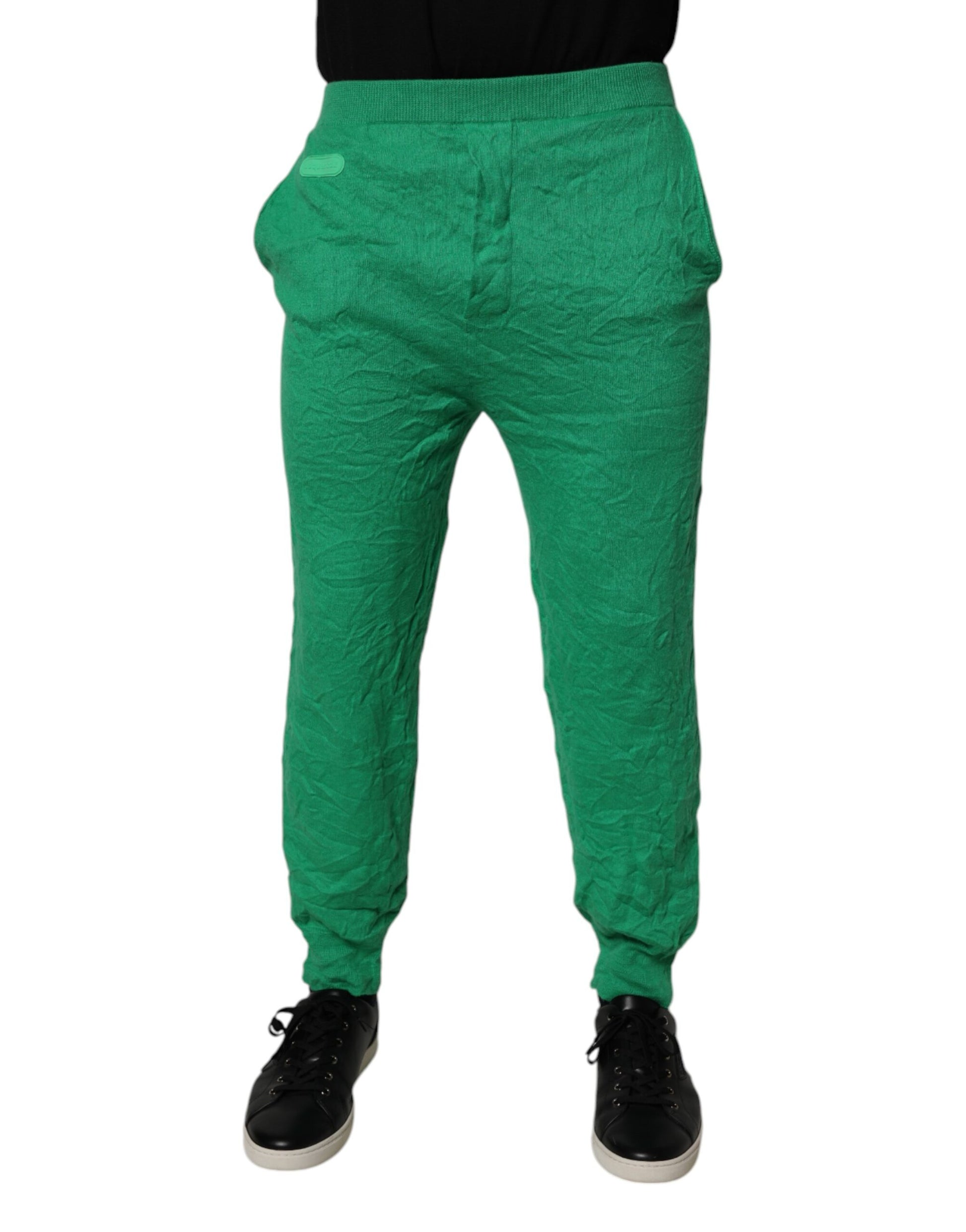 Pantalon décontracté vert en coton à taille élastique pour homme Dsquared²