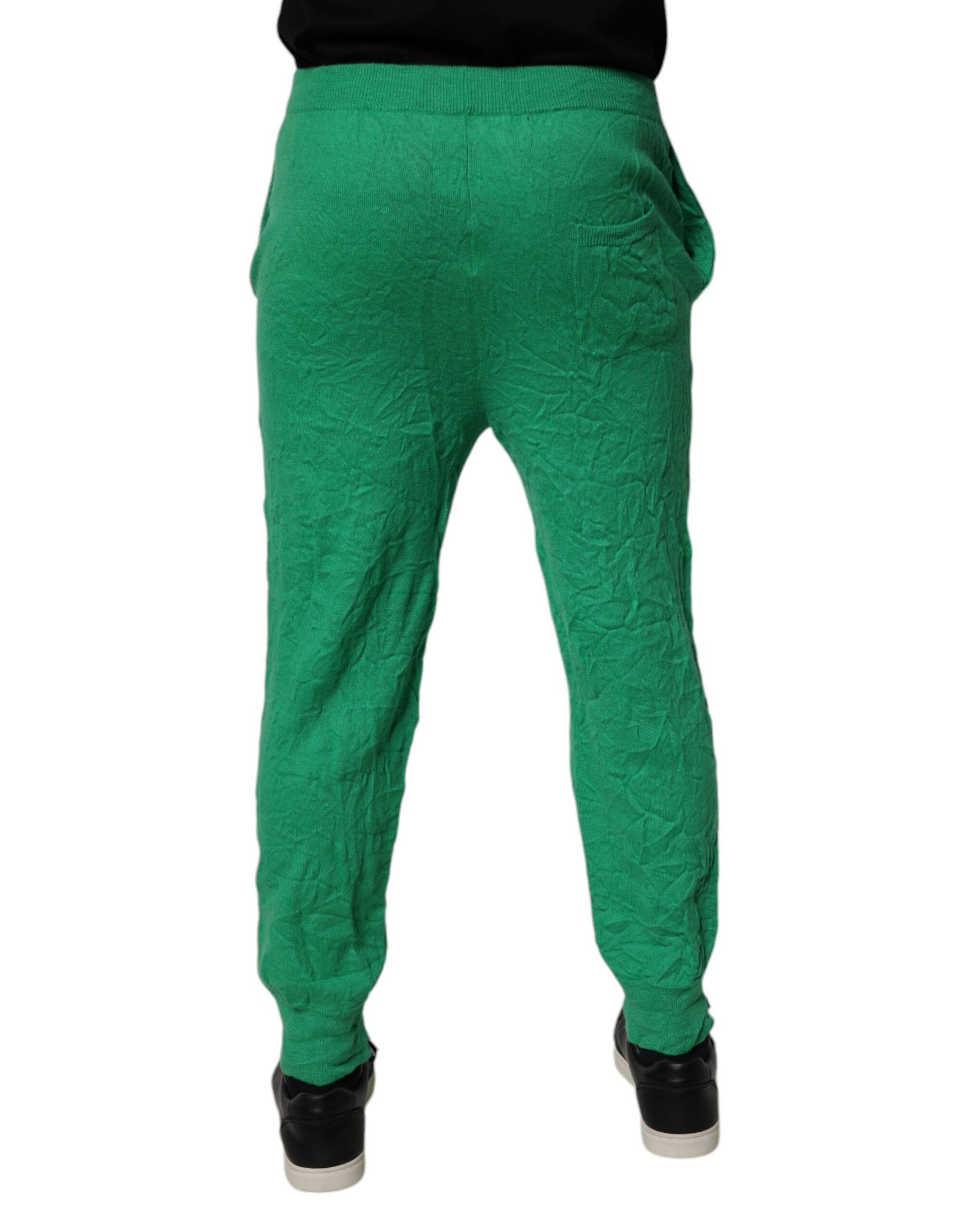 Pantalon décontracté vert en coton à taille élastique pour homme Dsquared²