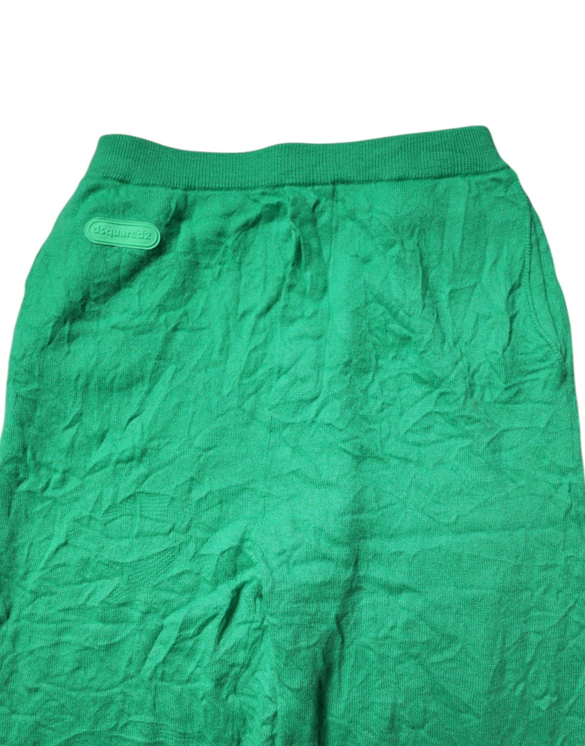 Pantalon décontracté vert en coton à taille élastique pour homme Dsquared²