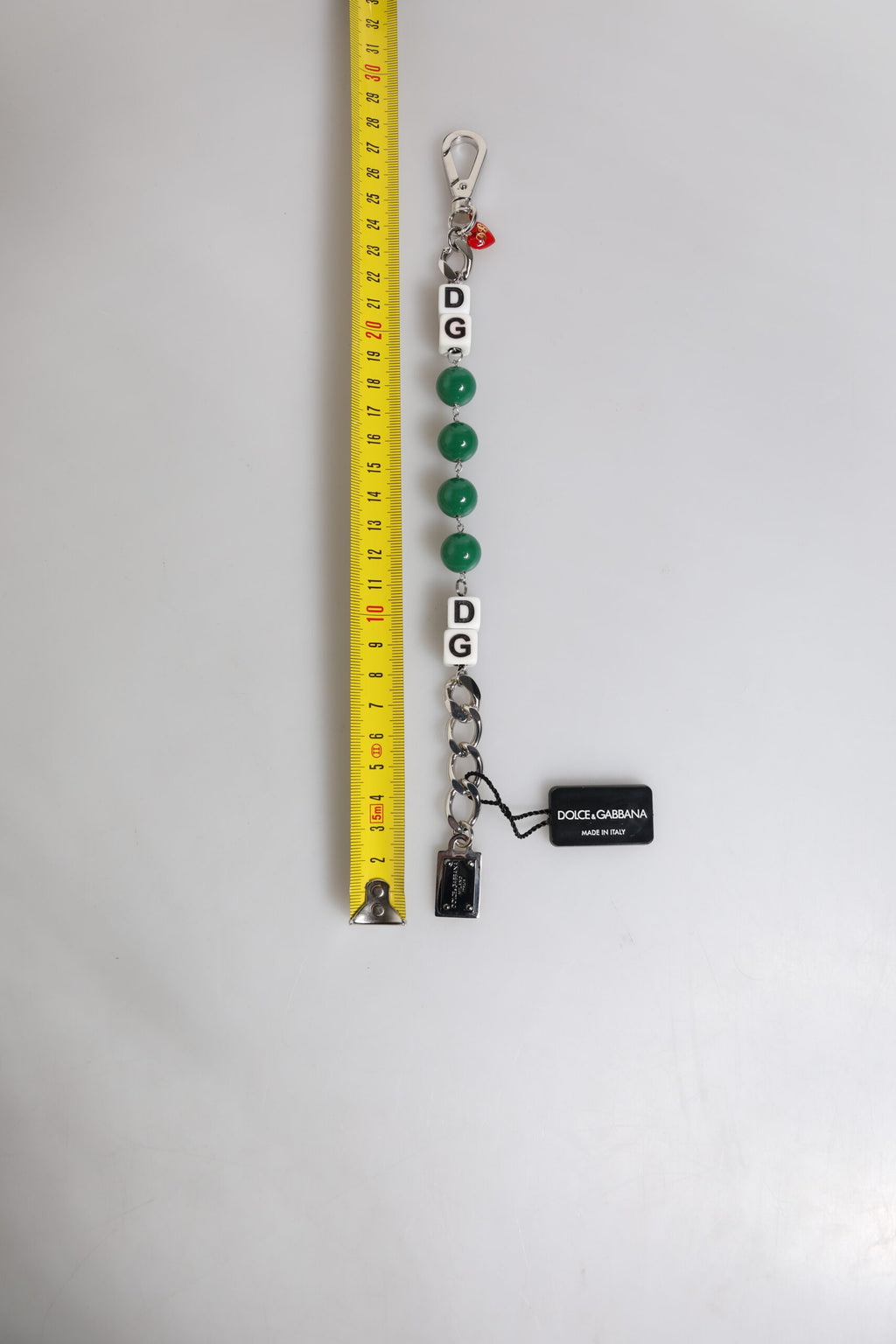 Bracelet Dolce &amp; Gabbana en laiton argenté avec perles et logo en forme de dés