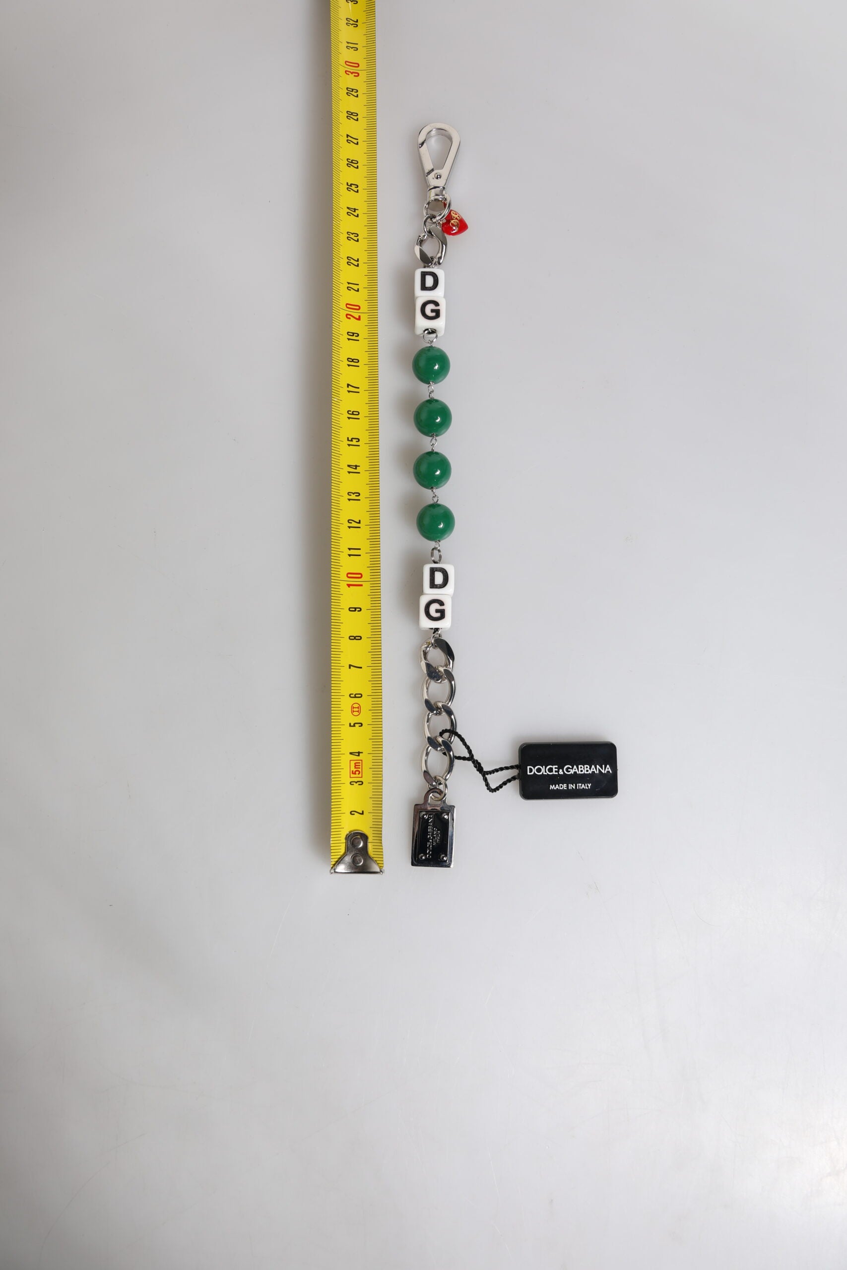 Bracelet Dolce &amp; Gabbana en laiton argenté avec perles et logo en forme de dés