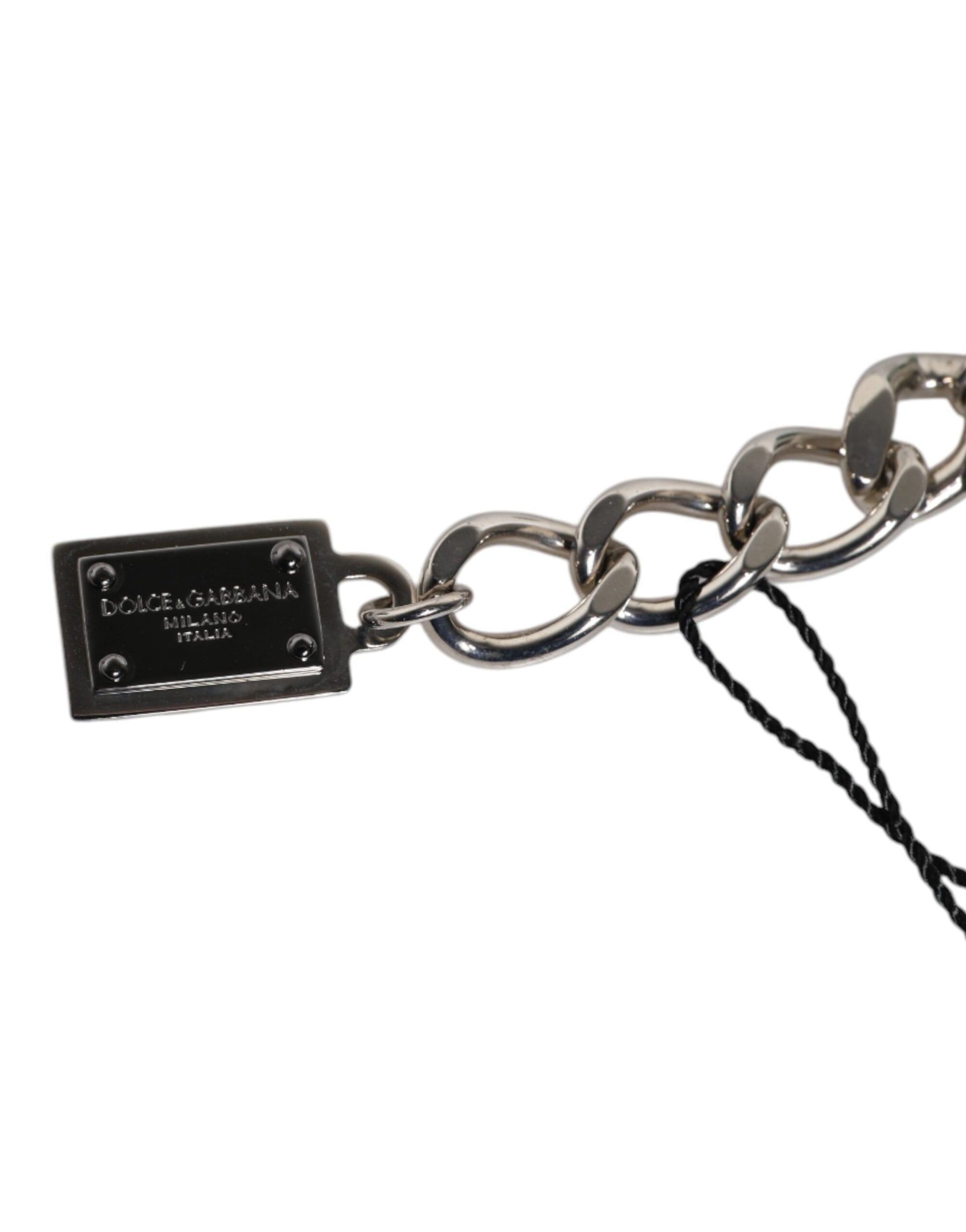 Bracelet Dolce &amp; Gabbana en laiton argenté avec perles et logo en forme de dés