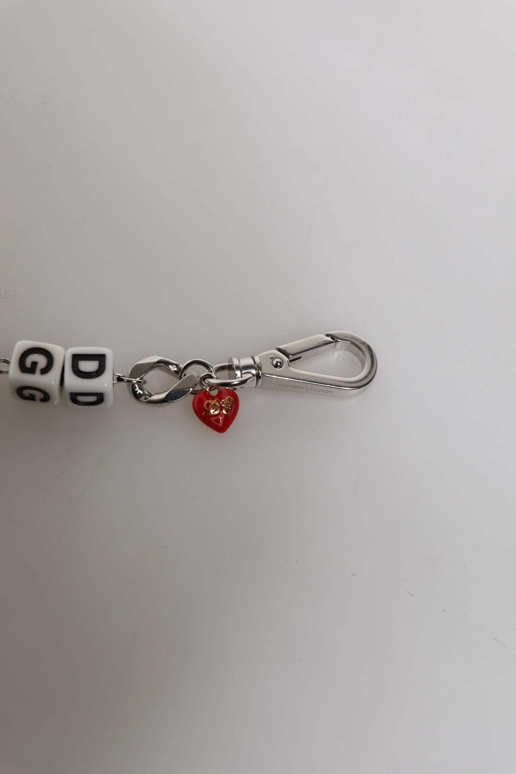 Bracelet Dolce &amp; Gabbana en laiton argenté avec perles et logo en forme de dés