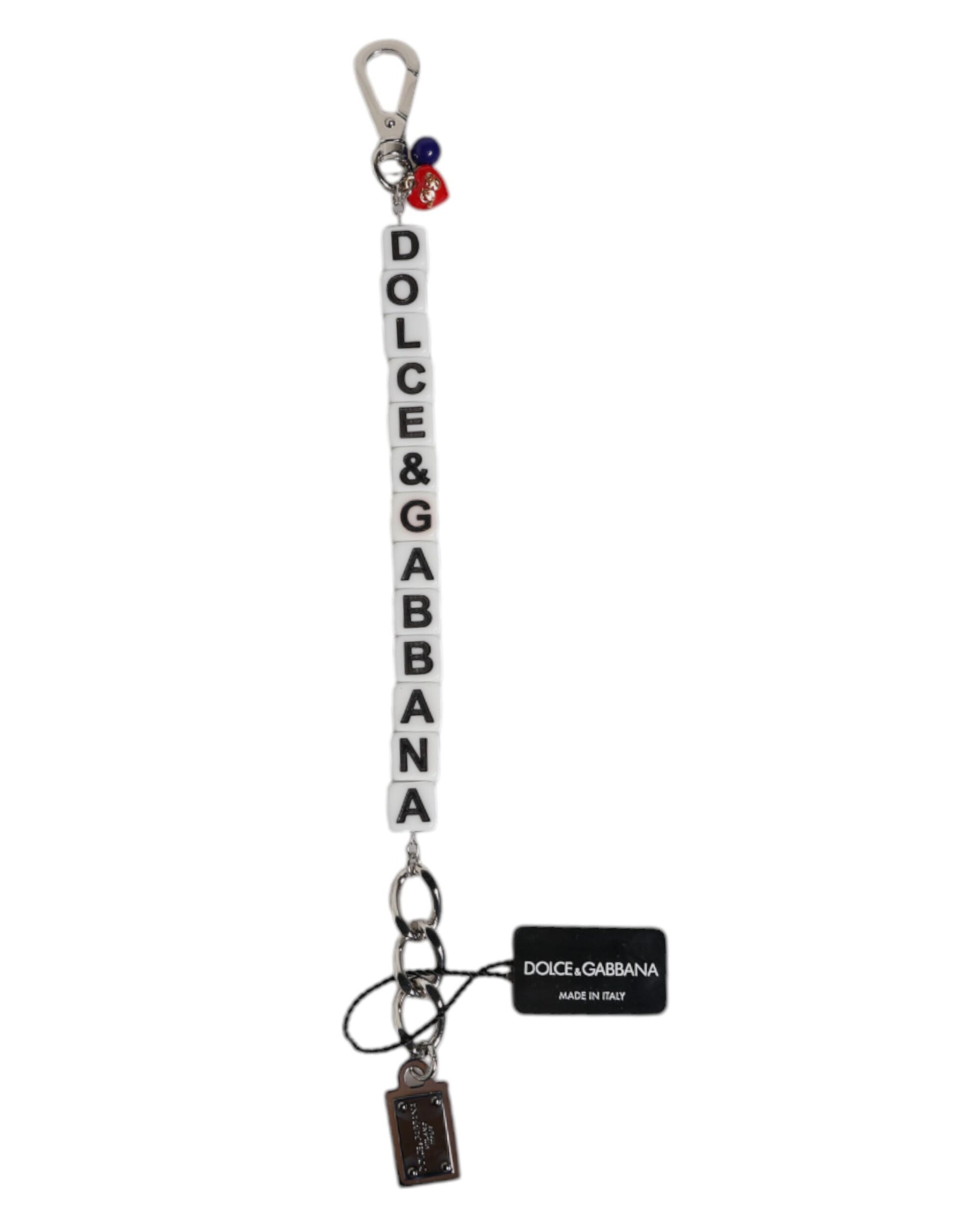 Bracelet à breloques Dolce &amp; Gabbana en laiton argenté avec logo en forme de dés