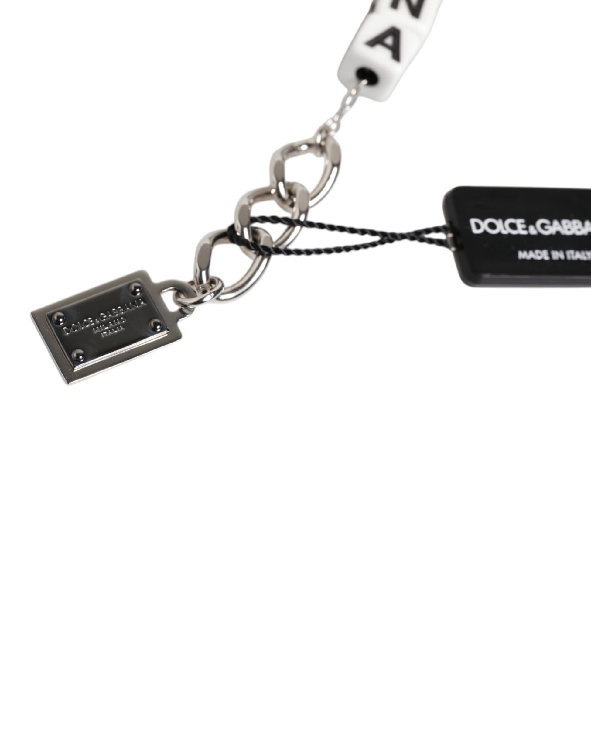 Bracelet à breloques Dolce &amp; Gabbana en laiton argenté avec logo en forme de dés