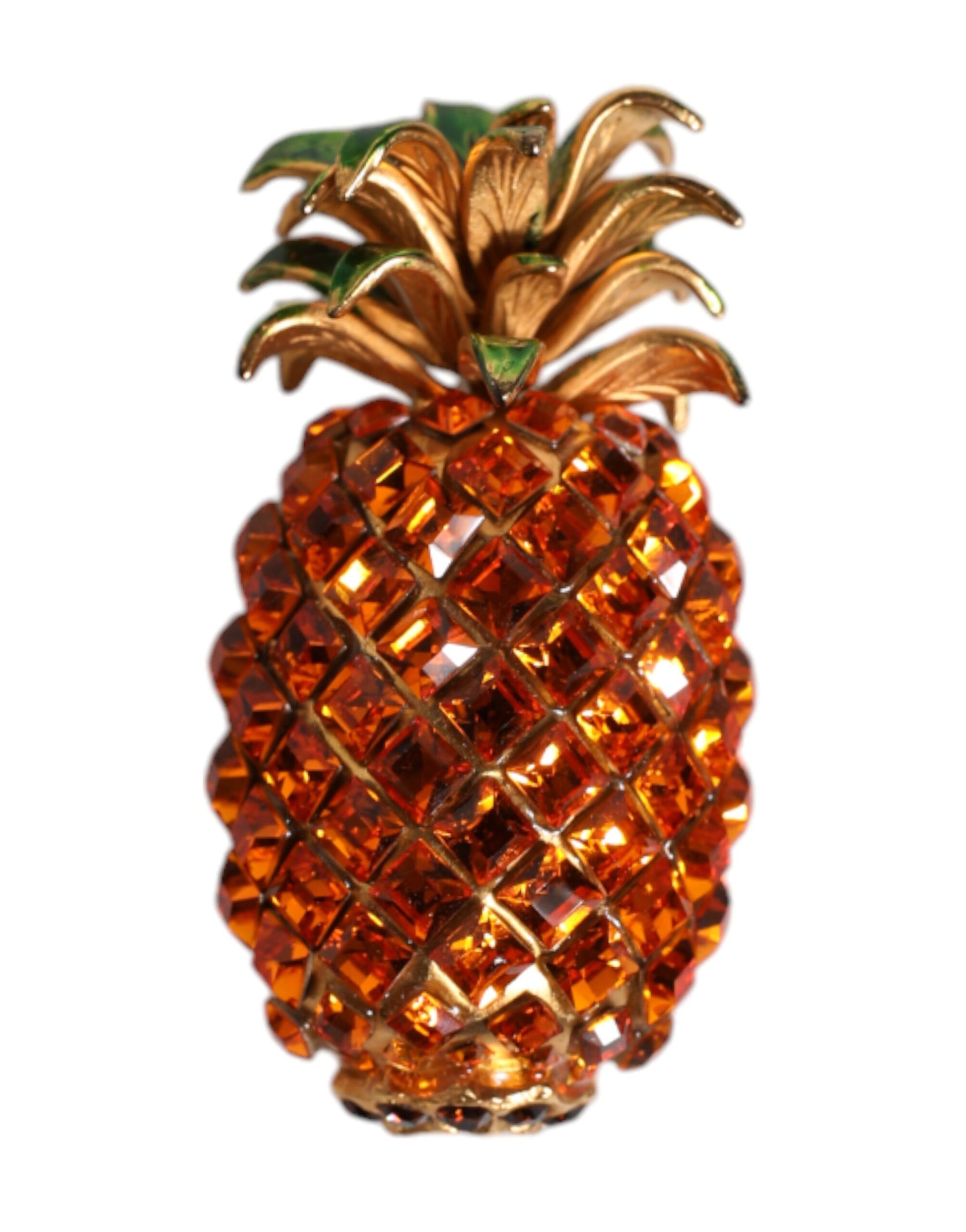 Broche ananas en laiton doré et cristal Dolce &amp; Gabbana