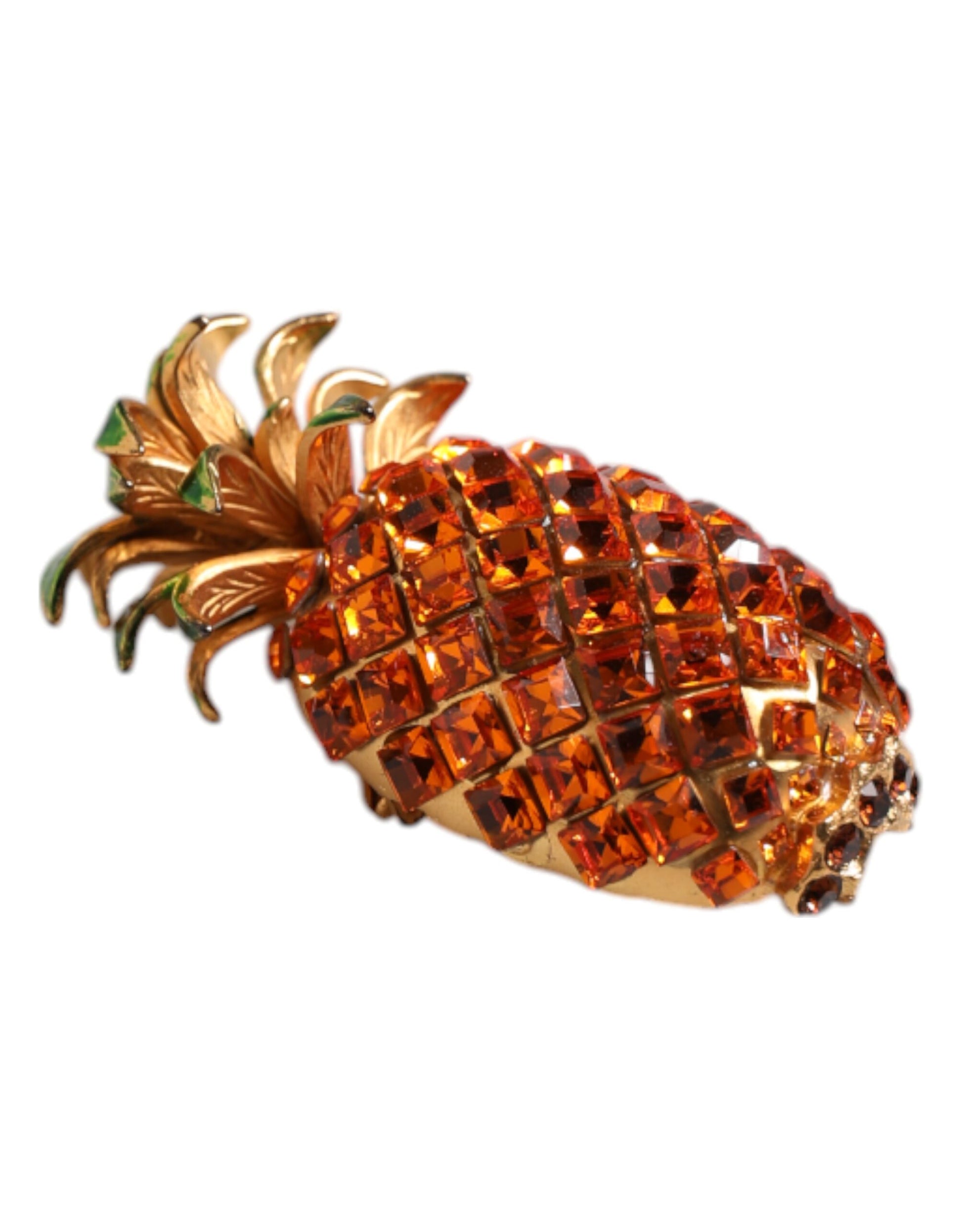 Broche ananas en laiton doré et cristal Dolce &amp; Gabbana