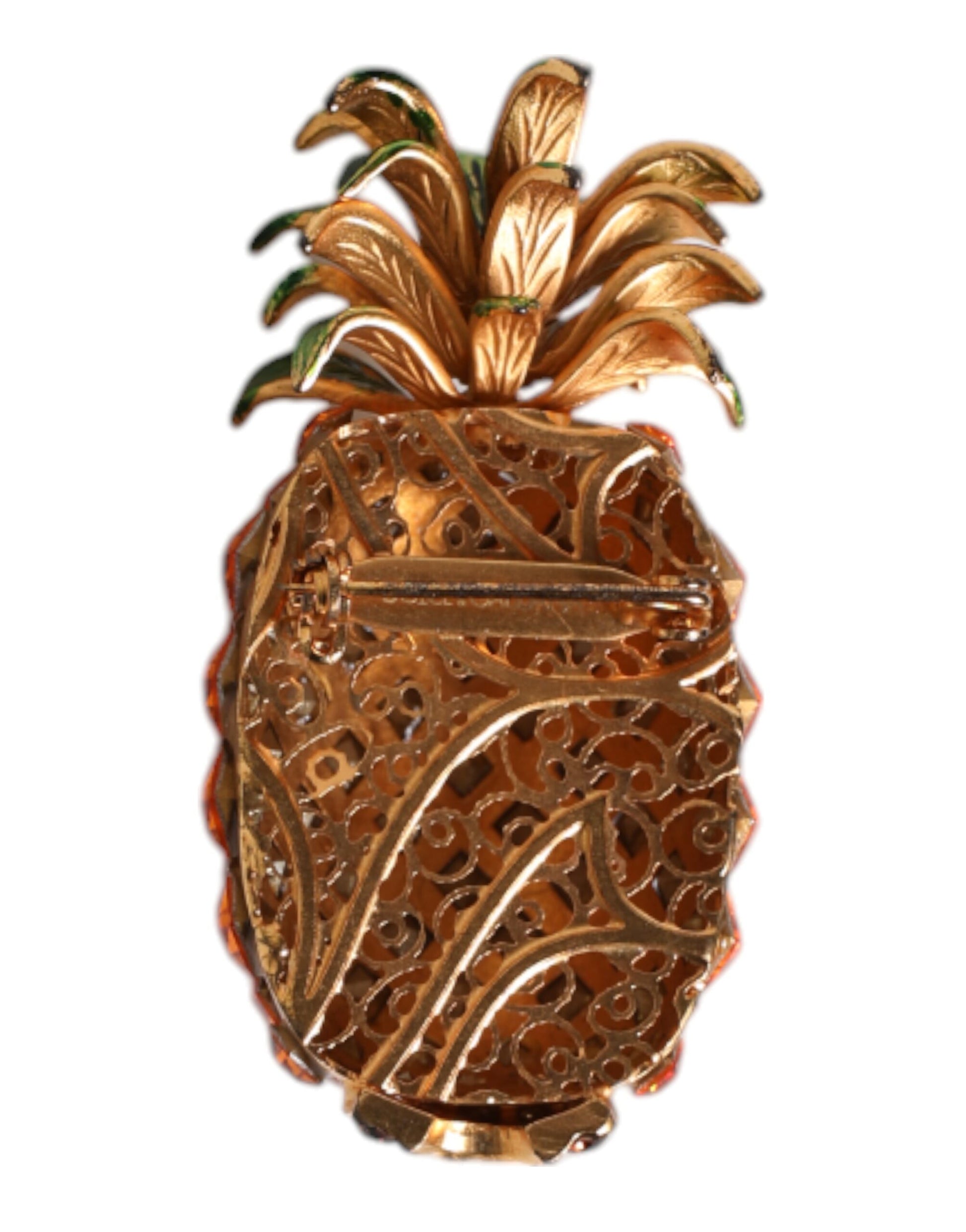 Broche ananas en laiton doré et cristal Dolce &amp; Gabbana