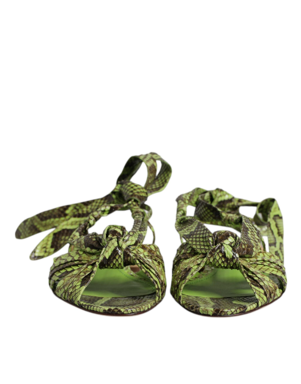 Sandales à bride cheville à imprimé animal vert Dolce &amp; Gabbana